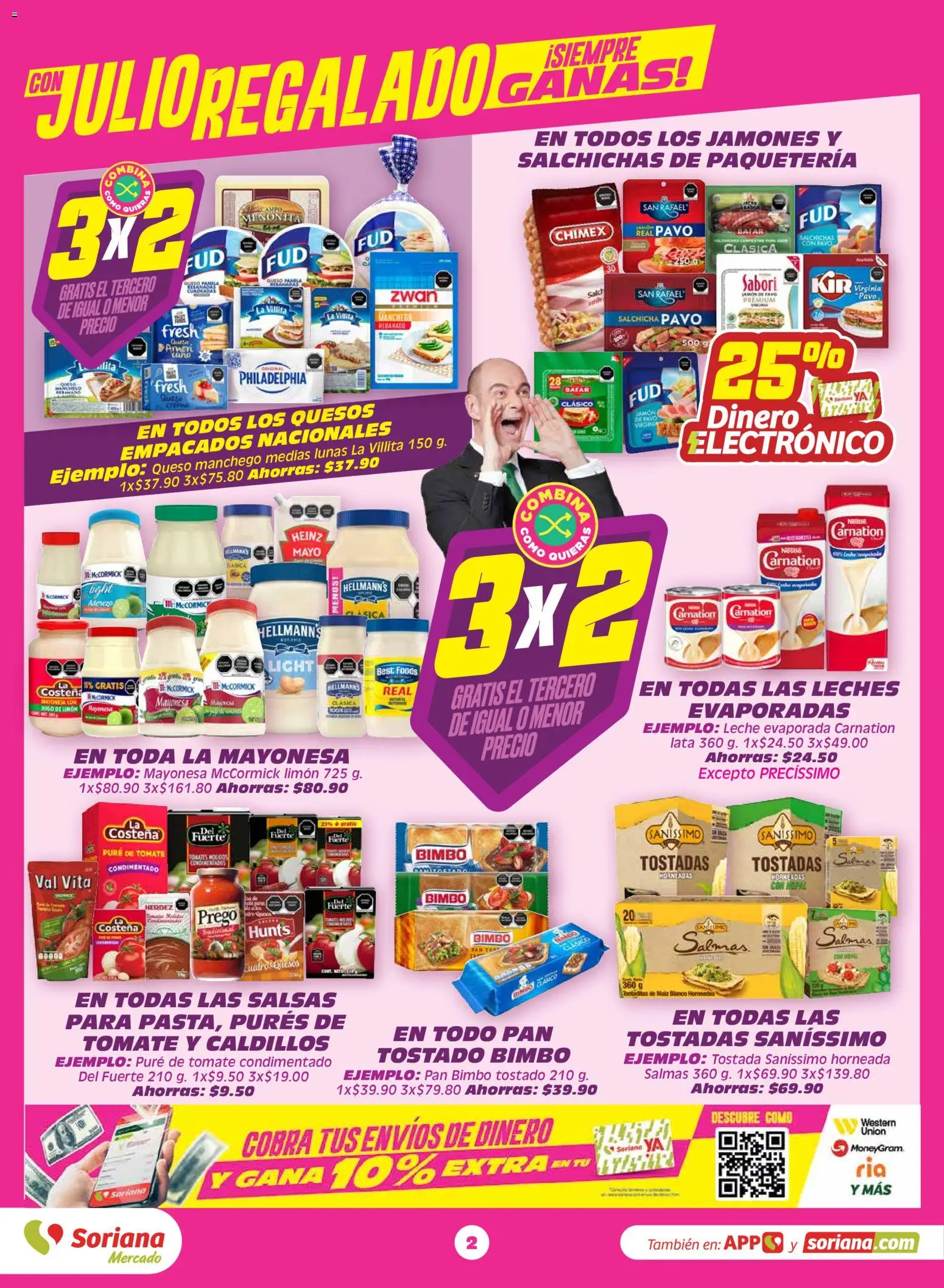 Nuevas ofertas de Soriana válidas en toda la República Mexicana desde el 29.05.2026. ¡Encuentra las mejores ofertas en Soriana Julio Regalado Mercado Nacional! | Página: 2 | Productos: Mayonesa, Salchicha, Jamón, Pure de Tomate