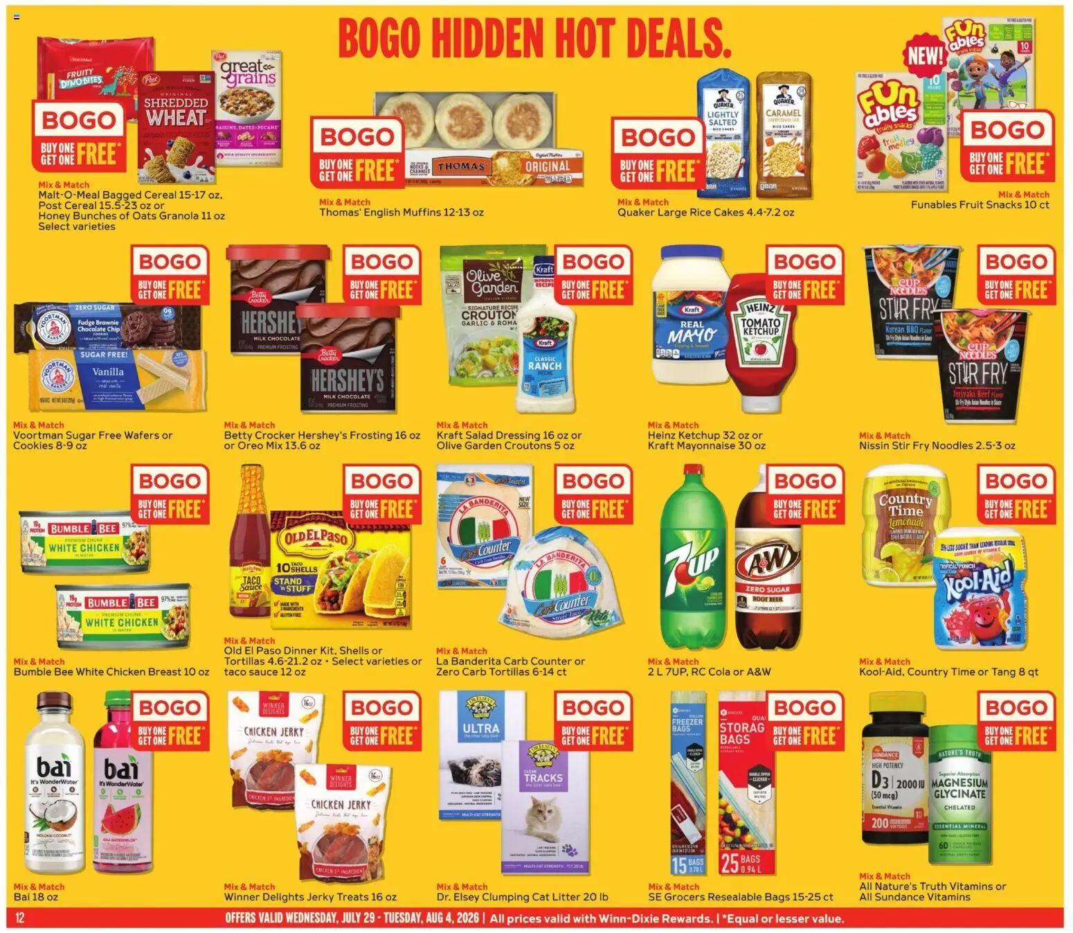 Winn Dixie Weekly Ad - valid from 07/29/2026 | Page: 12 | Products: Beer, Noodles, Cookies, Sugar