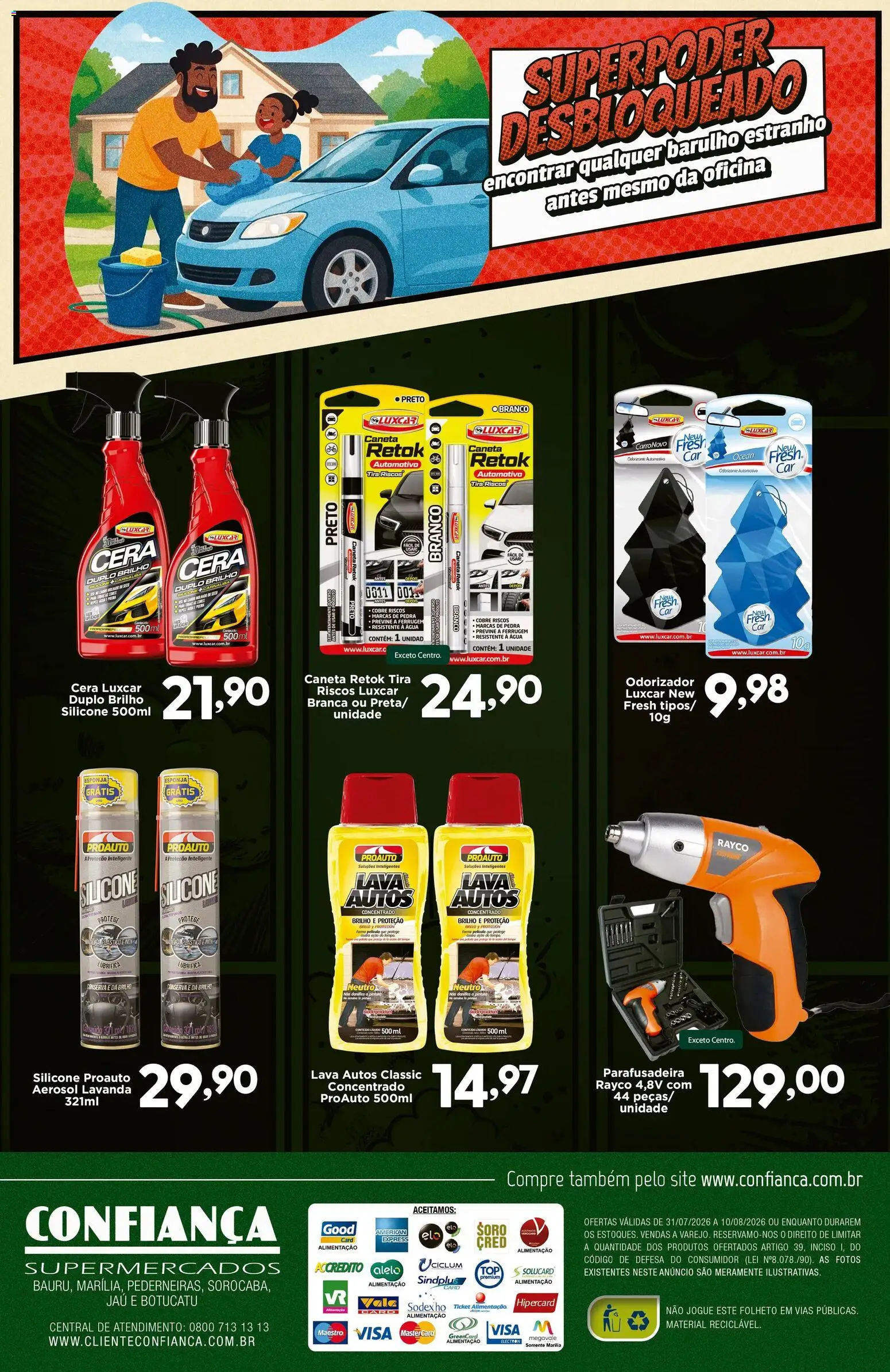 Confiança Folheto - válido de 31/07/2026 | Página: 8 | Produtos: Esponja, Caneta, Cera, Parafusadeira