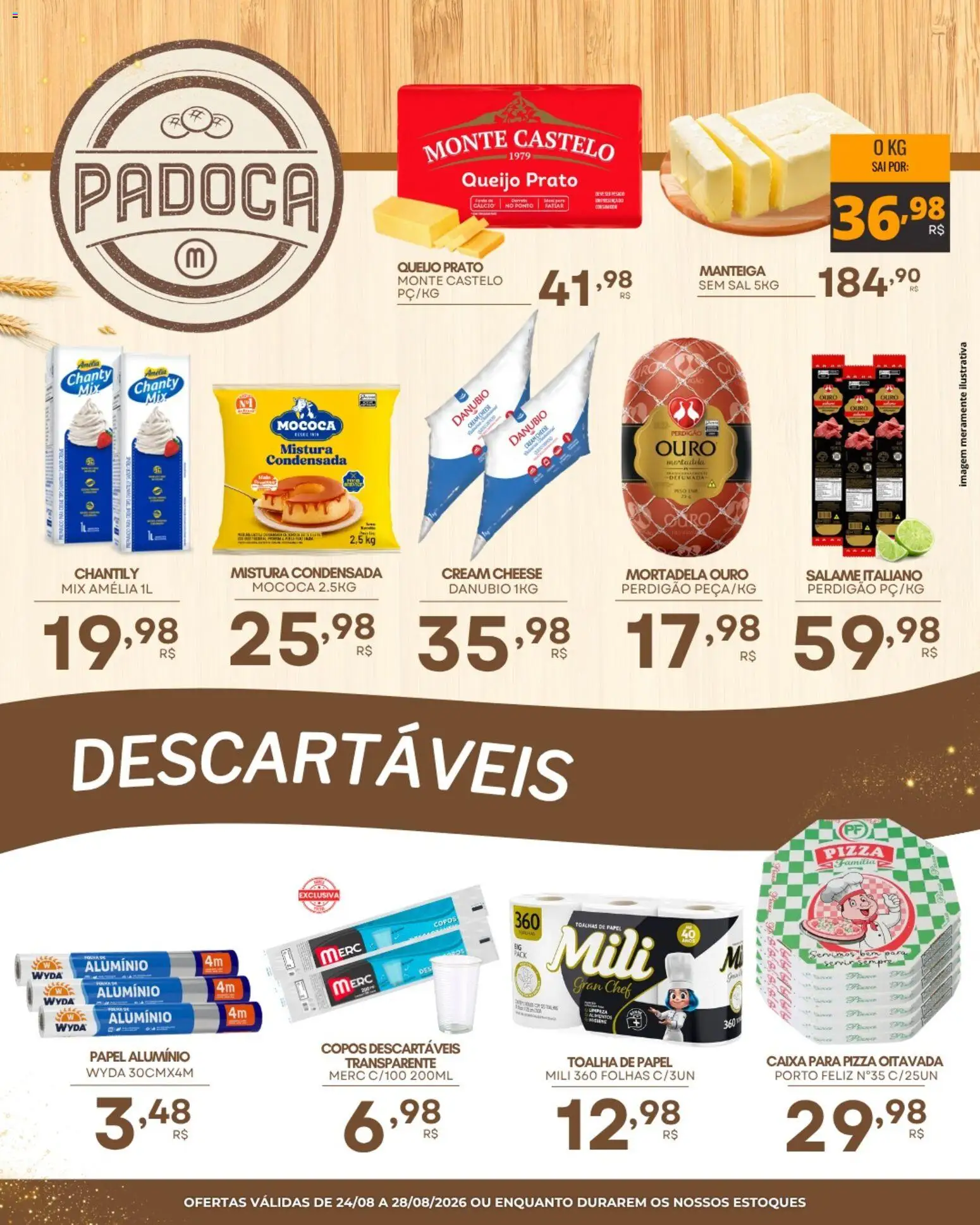 Mercadão Atacadista Folheto - válido de 24/08/2026 | Página: 3 | Produtos: Salame, Mortadela, Cream cheese, Alimentos