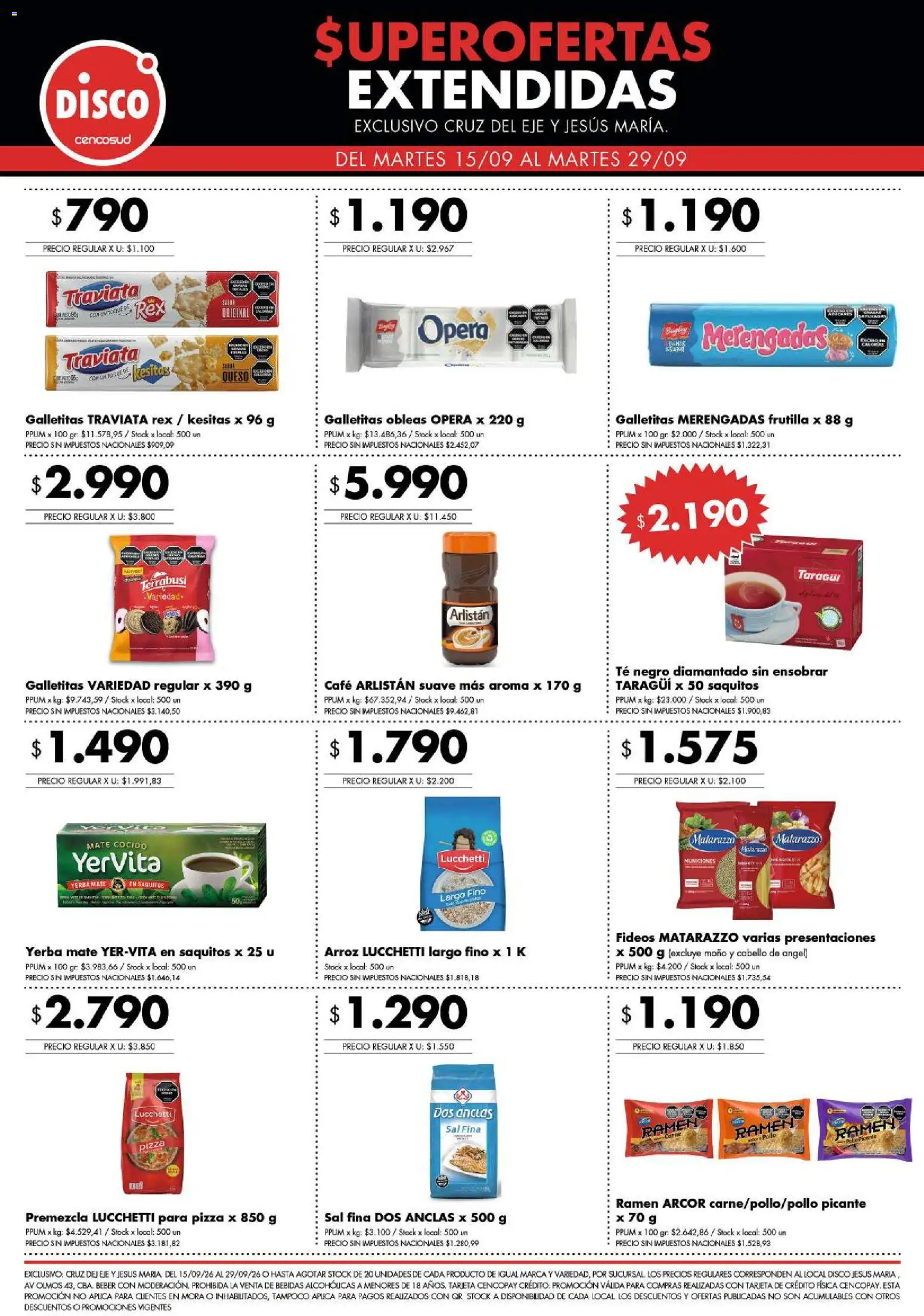 Disco - Superofertas extendidas - Cruz del Eje y Jesus Maria │ válido desde el 15/09/2026 | Página: 2 | Productos: Disco, Mate, Galletitas, Yerba