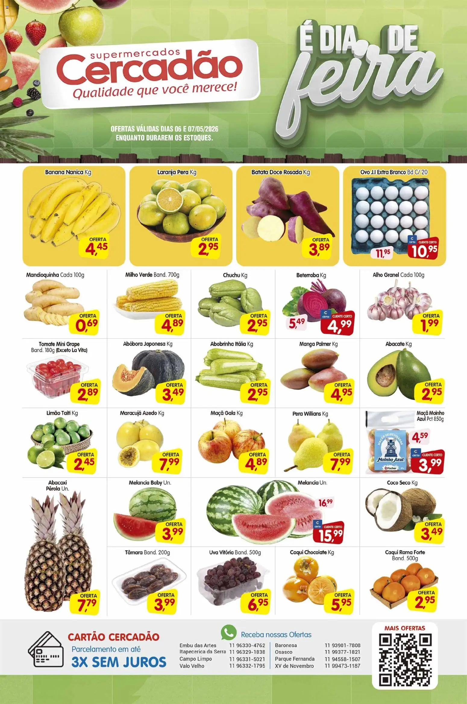 Cercadão Folheto - válido de 06.05.2026 | Página: 1 | Produtos: Maracujá, Melancia, Mandioquinha, Abacaxi