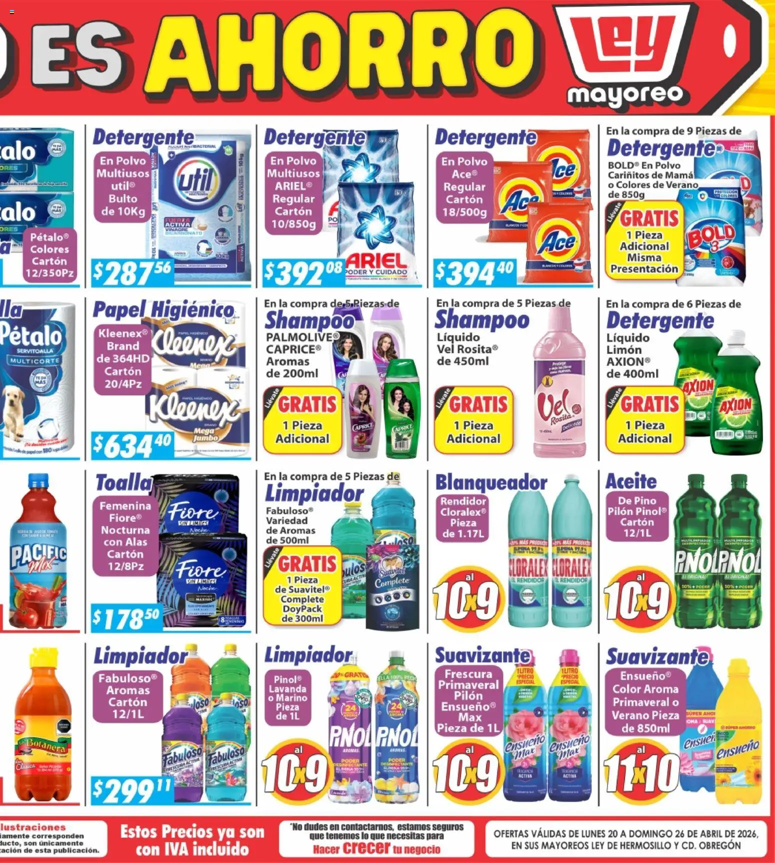 Nuevas ofertas de Casa Ley válidas en toda la República Mexicana desde el 20.04.2026. ¡Encuentra las mejores ofertas en Casa Ley folleto Hermosillo! | Página: 4 | Productos: Vinagre, Aceite, Limpiador, Toalla