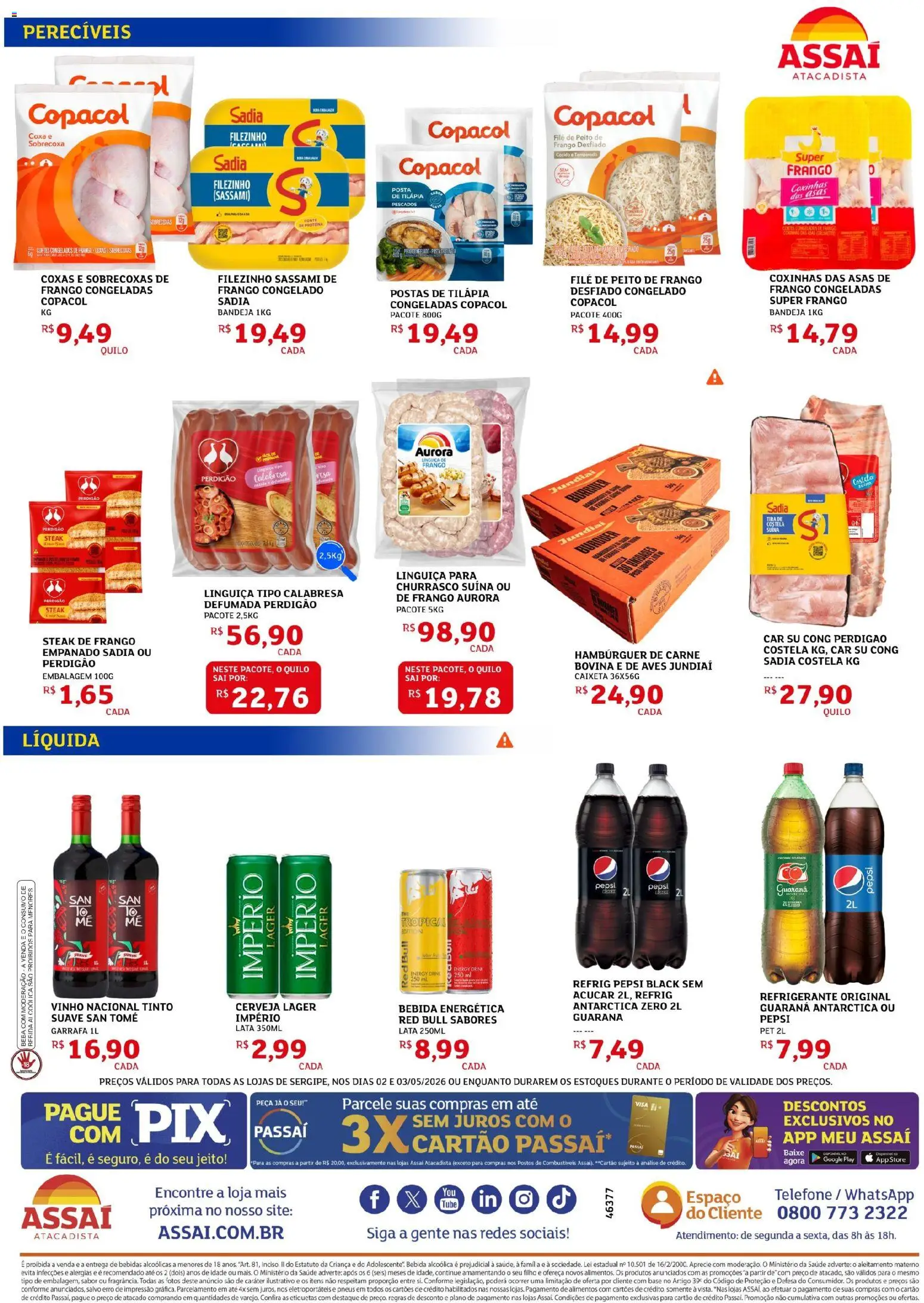 Assaí Atacadista Folheto - válido de 08.05.2026 | Página: 2 | Produtos: Cerveja, Hambúrguer, Refrigerante, Peito de frango
