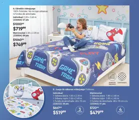 Vista previa de B. Juego de sábanas videojuego Poliéster., Individual 1 Sábana plana: 1.65 x 2.30 m 1 Sábana cajón: 1.60 x 2.40 m 1 Funda de almohada: 48 x 70 cm (226253) 38 pts, nuevo folleto de la tienda, válido en México a partir del 10/07/2026 | Página: 45 | Productos: Funda, Funda de almohada, Almohada, Sabanas