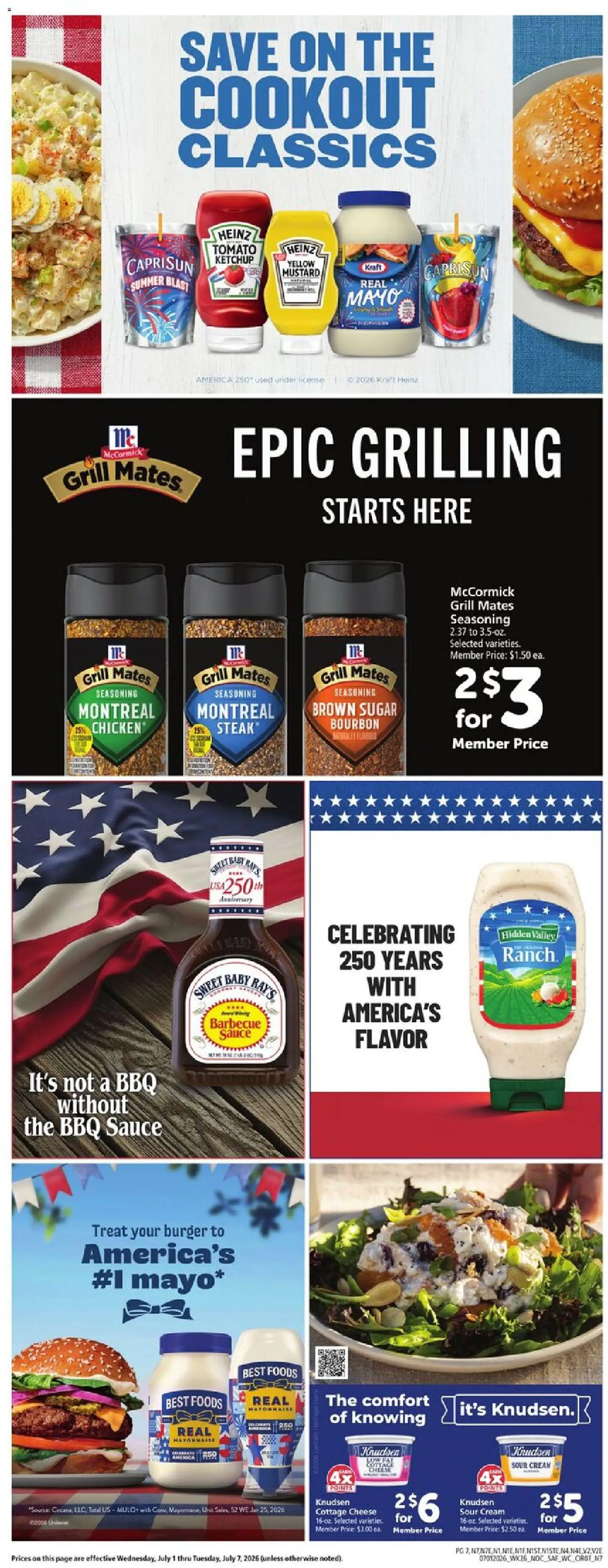 Safeway Weekly Ad - valid from 07/01/2026 | Page: 7 | Products: Sour cream, Cottage cheese, Mayonnaise, Sugar