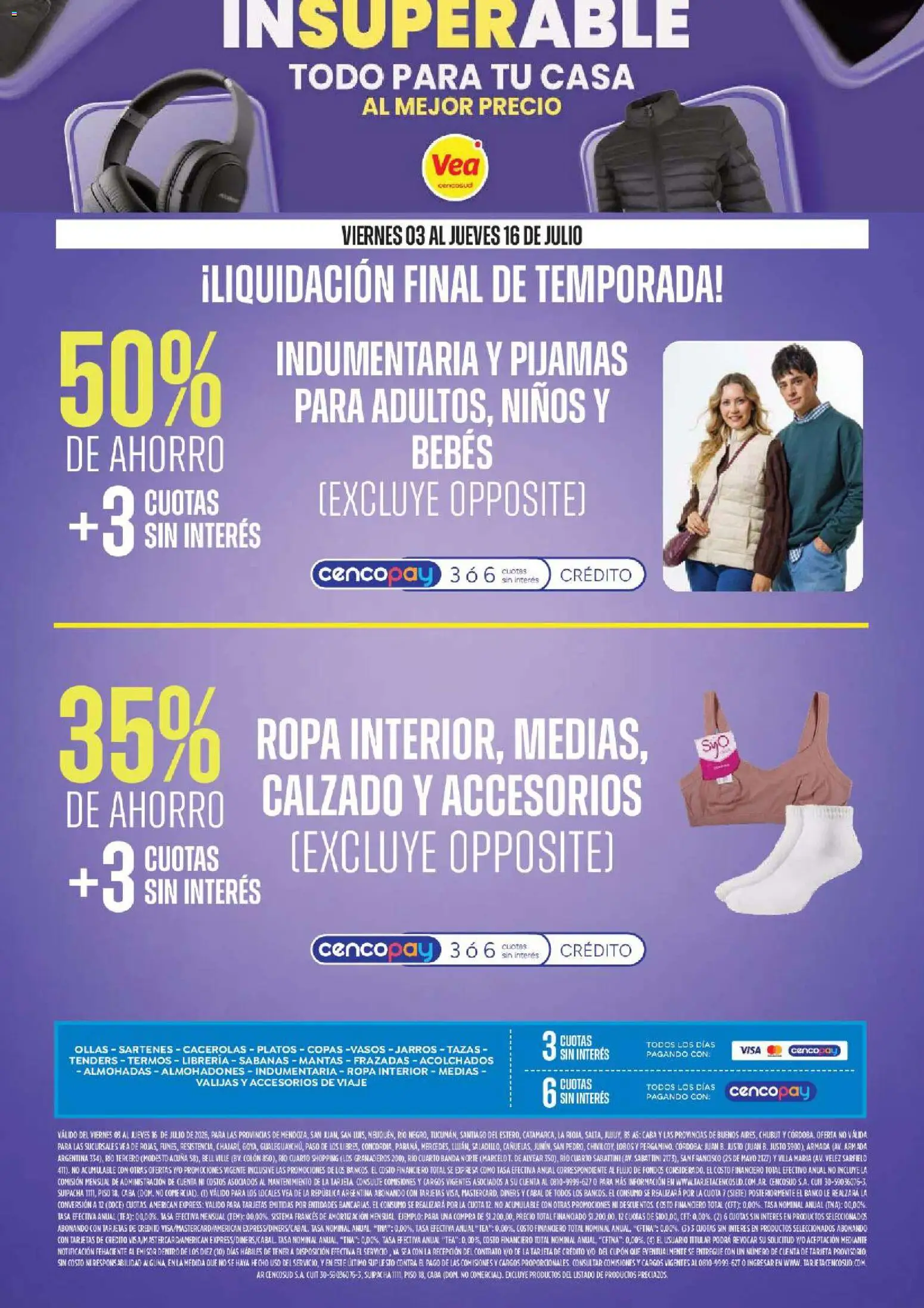 Vea - InSuperable | Todo para tu casa al mejor precio │ válido desde el 03/07/2026 | Página: 8 | Productos: Ropa, Ropa interior, Medias, Vasos
