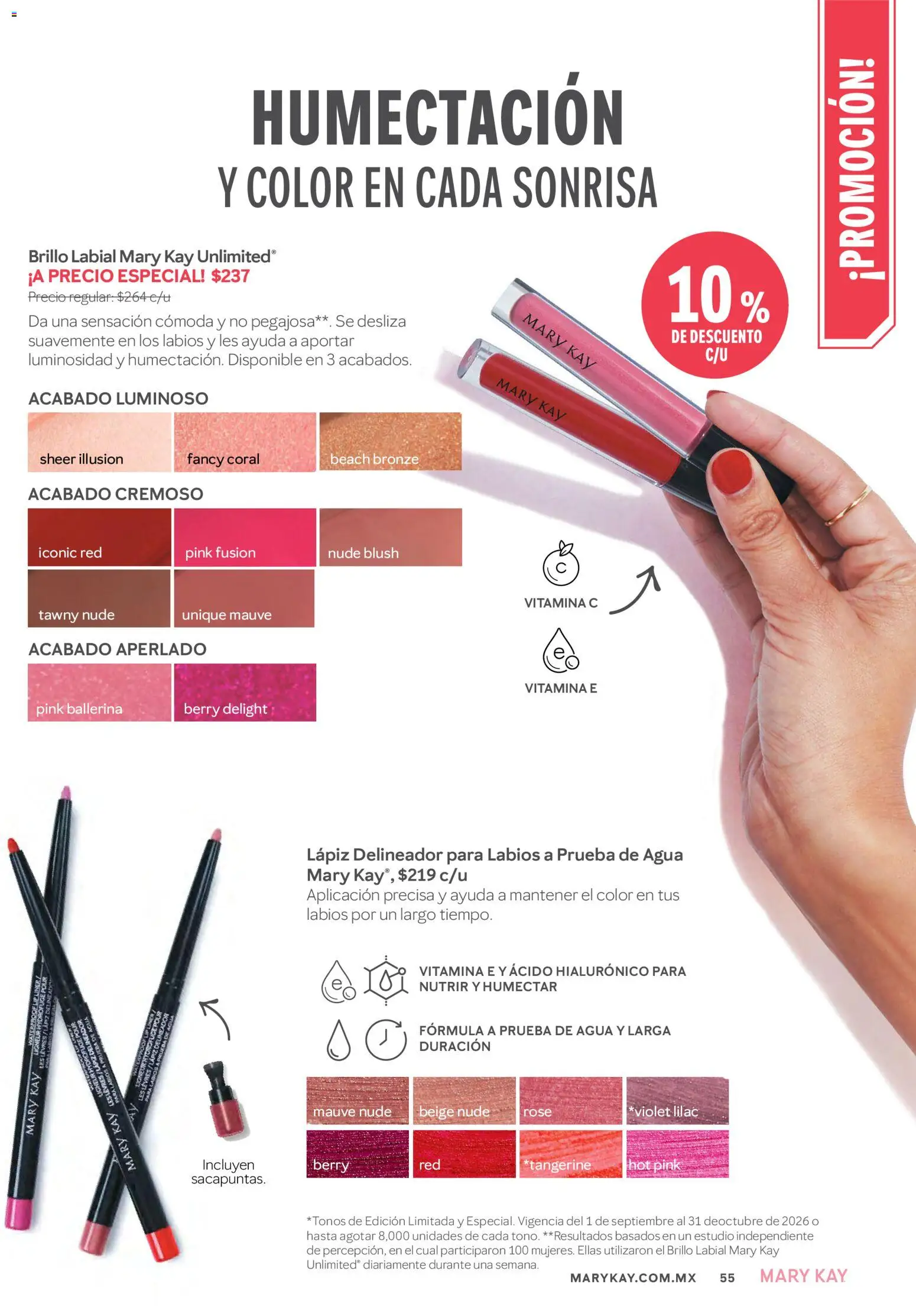 Nuevas ofertas de Mary Kay válidas en toda la República Mexicana desde el 01/09/2026. ¡Encuentra las mejores ofertas en Mary Kay catálogo! | Página: 55 | Productos: Cómoda, Agua, Brillo, Delineador
