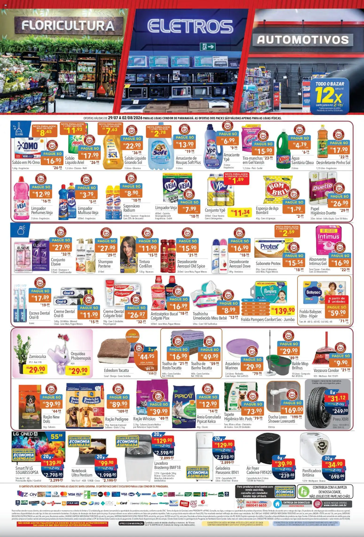 Supermercados Condor Folheto - válido de 29/07/2026 | Página: 4 | Produtos: Shampoo, Mop, Condicionador, Creme