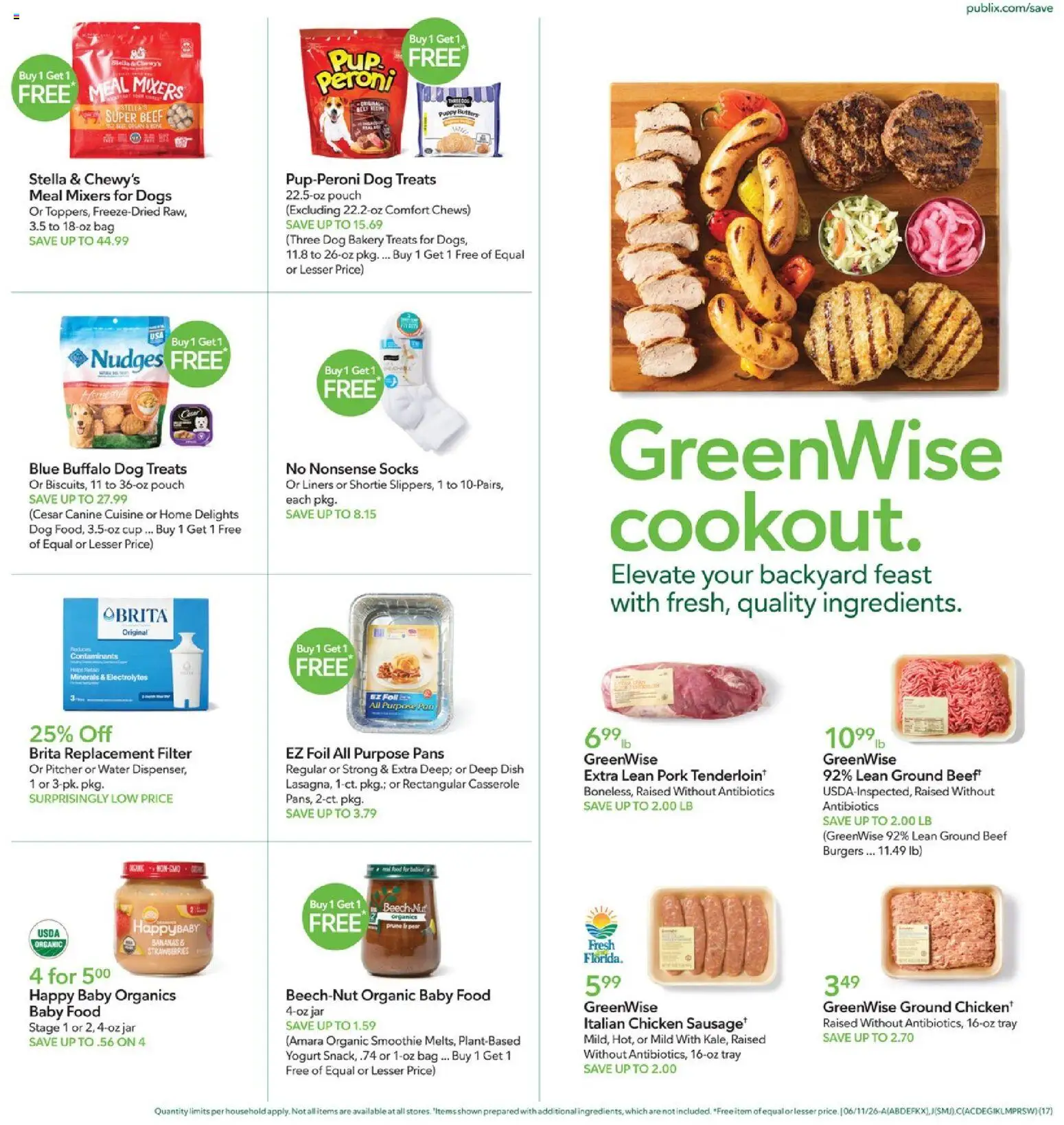 Publix Weekly Ad - valid from 10.06.2026 | Page: 17 | Products: Bakery, Dog Treats, Water, Bag