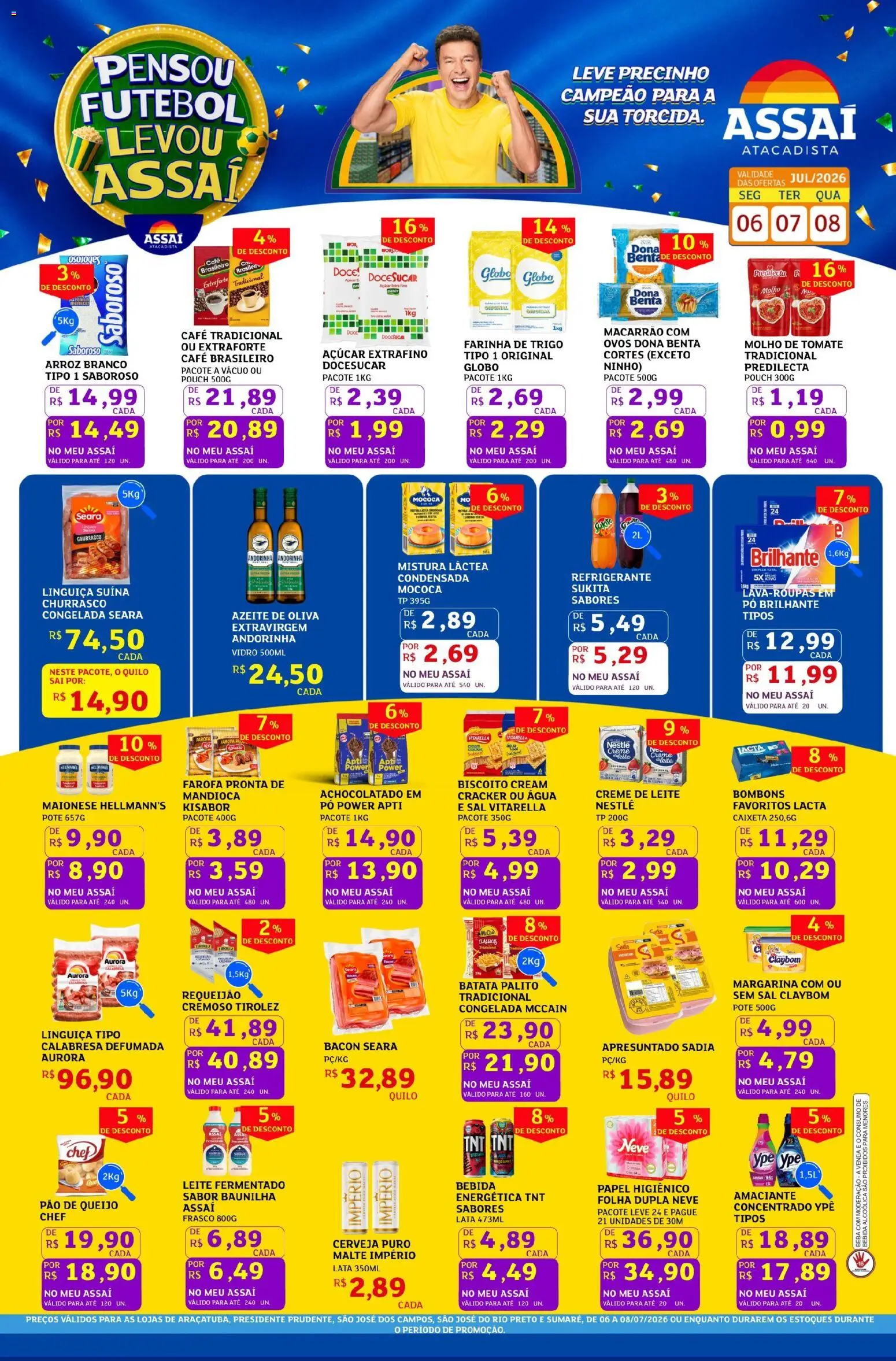 Assaí Atacadista Folheto - válido de 06/07/2026 | Página: 1 | Produtos: Biscoito, Ovos, Pão, Açúcar