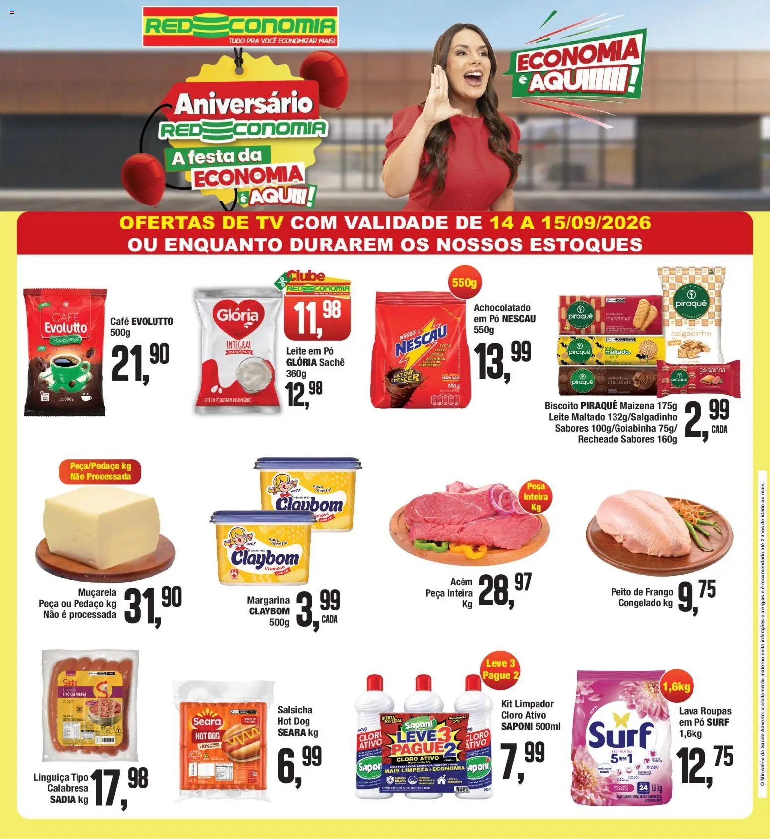 RedEconomia Folheto - válido de 14/09/2026 | Página: 1 | Produtos: Cloro, Nescau, Sal, Leite em pó