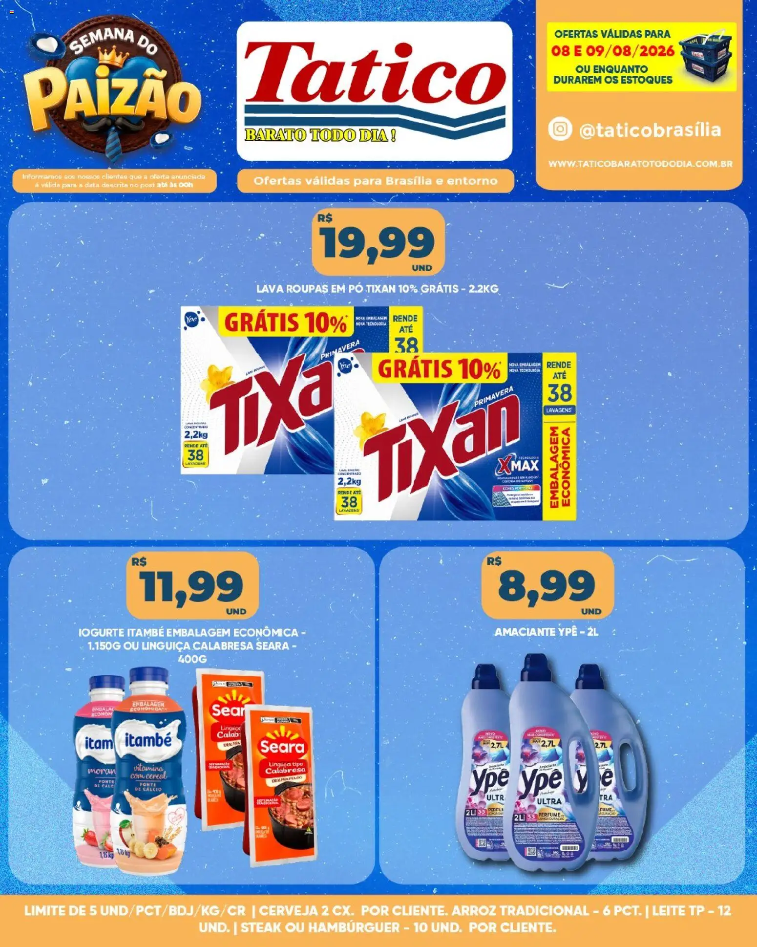 Tatico Folheto - válido de 08/08/2026 | Página: 9 | Produtos: Pó, Steak, Cerveja, Roupas