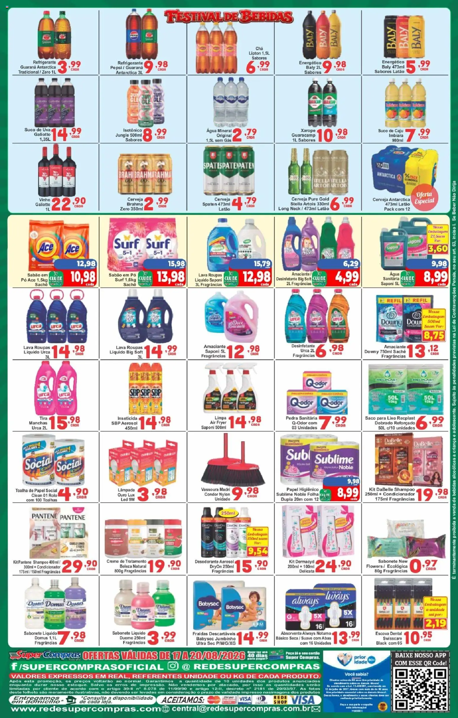 Rede Super Compras Folheto - válido de 17/08/2026 | Página: 4 | Produtos: Pedra sanitária, Suco, Água, Amaciante