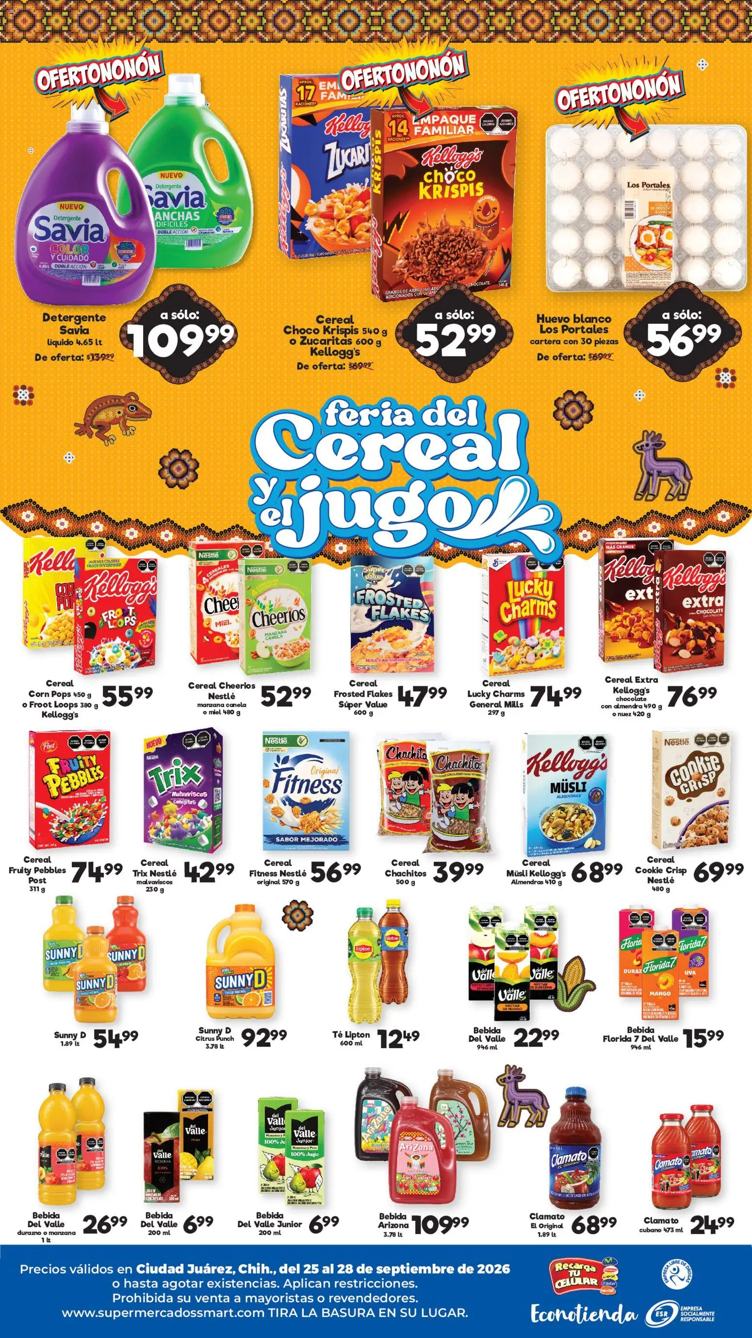 Nuevas ofertas de S-Mart válidas en toda la República Mexicana desde el 25/09/2026. ¡Encuentra las mejores ofertas en S-Mart folleto Ofertas de feria Juárez! | Página: 2 | Productos: Manzana, Huevo, Jugo, Kiwi