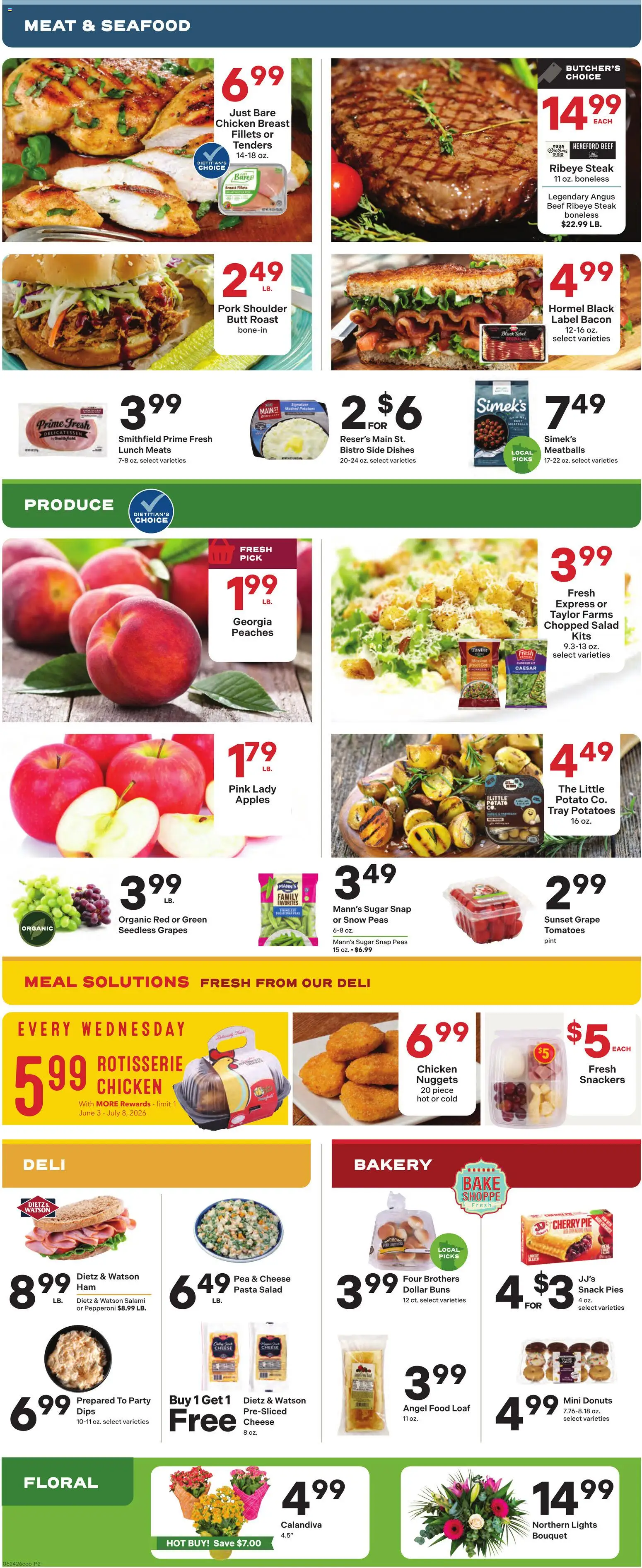 Coborn's Weekly Ad - valid from 06/24/2026 | Page: 2 | Products: Peaches, Cheese, Salami, Grapes