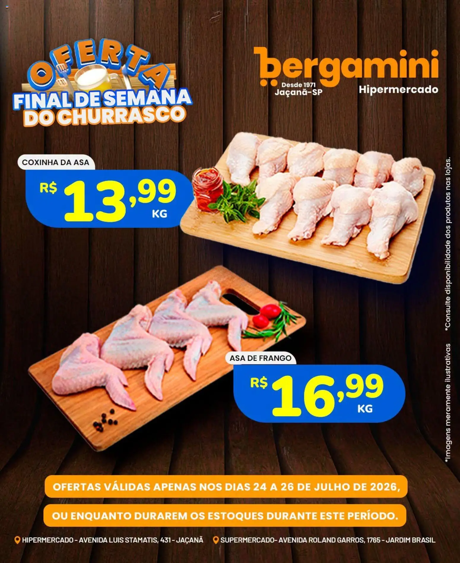 Supermercado Bergamini Folheto - válido de 24/07/2026 | Página: 3 | Produtos: Asa de frango, Frango