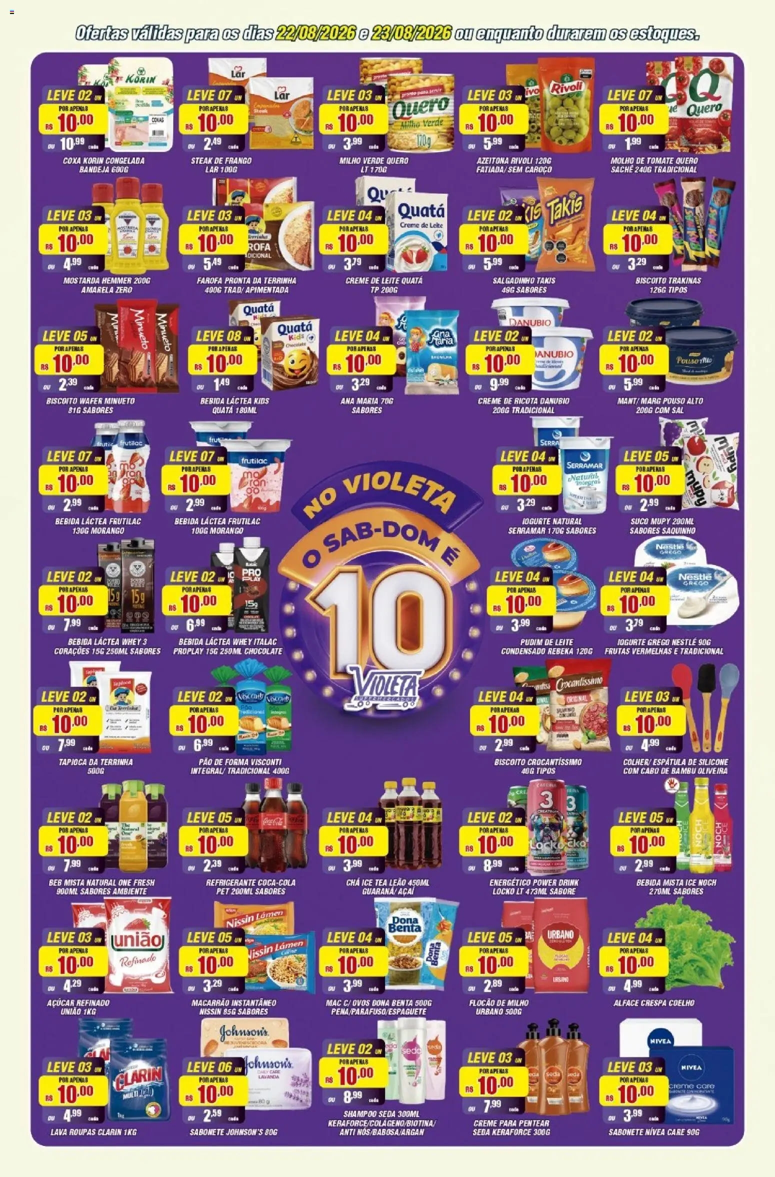 Violeta Supermercados Folheto - válido de 22/08/2026 | Página: 3 | Produtos: Tomate, Cola, Pão, Sal