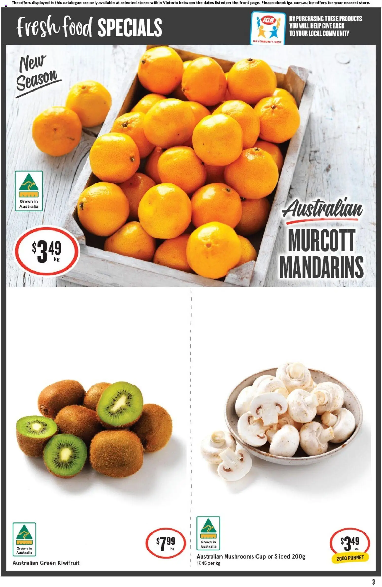 IGA catalogue - valid from 17.06.2026 | Page: 4 | Products: Mushrooms, Kiwifruit, Mandarins