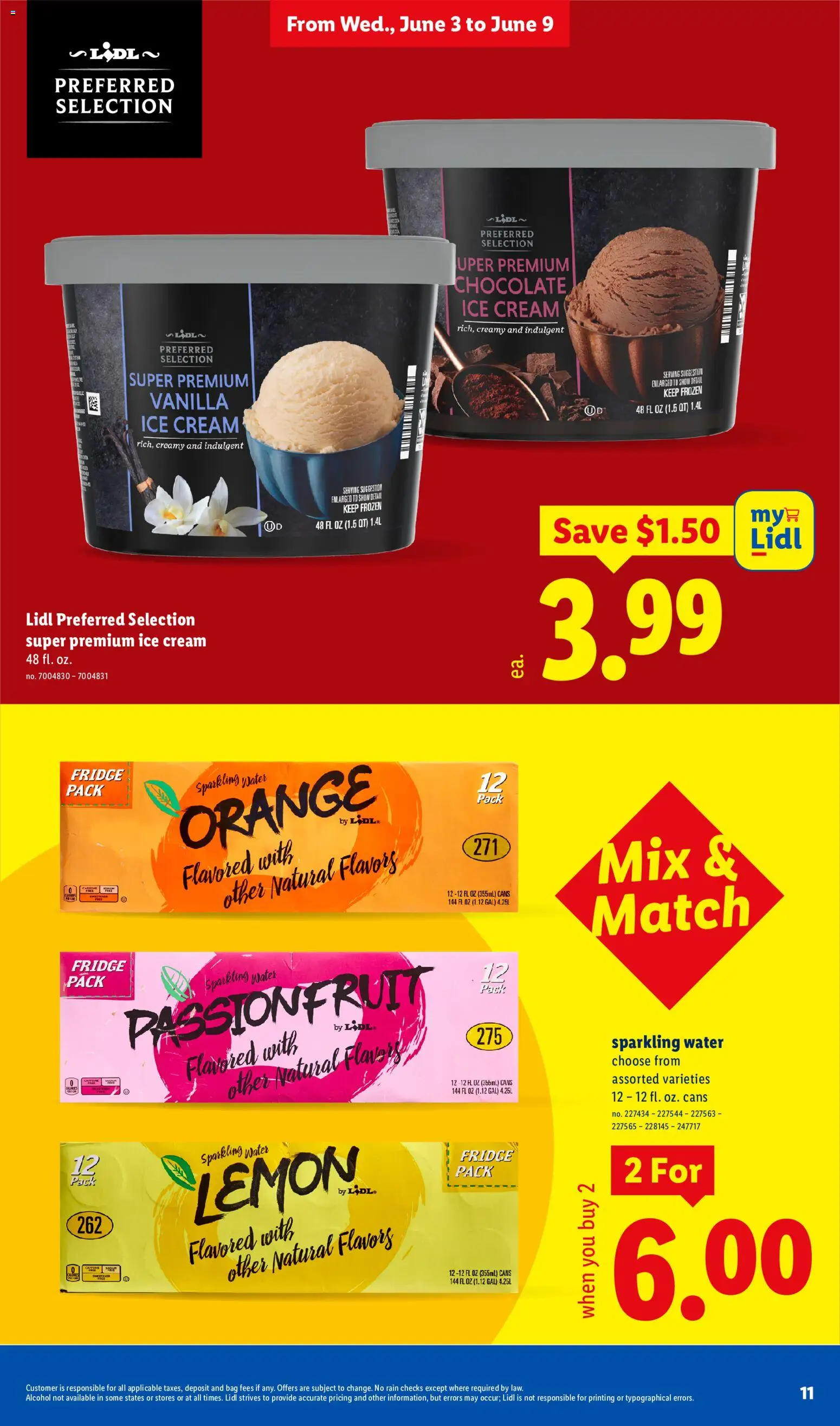 Lidl Weekly Ad - valid from 03.06.2026 | Page: 11 | Products: Ice cream, Water, Lemon, Bag