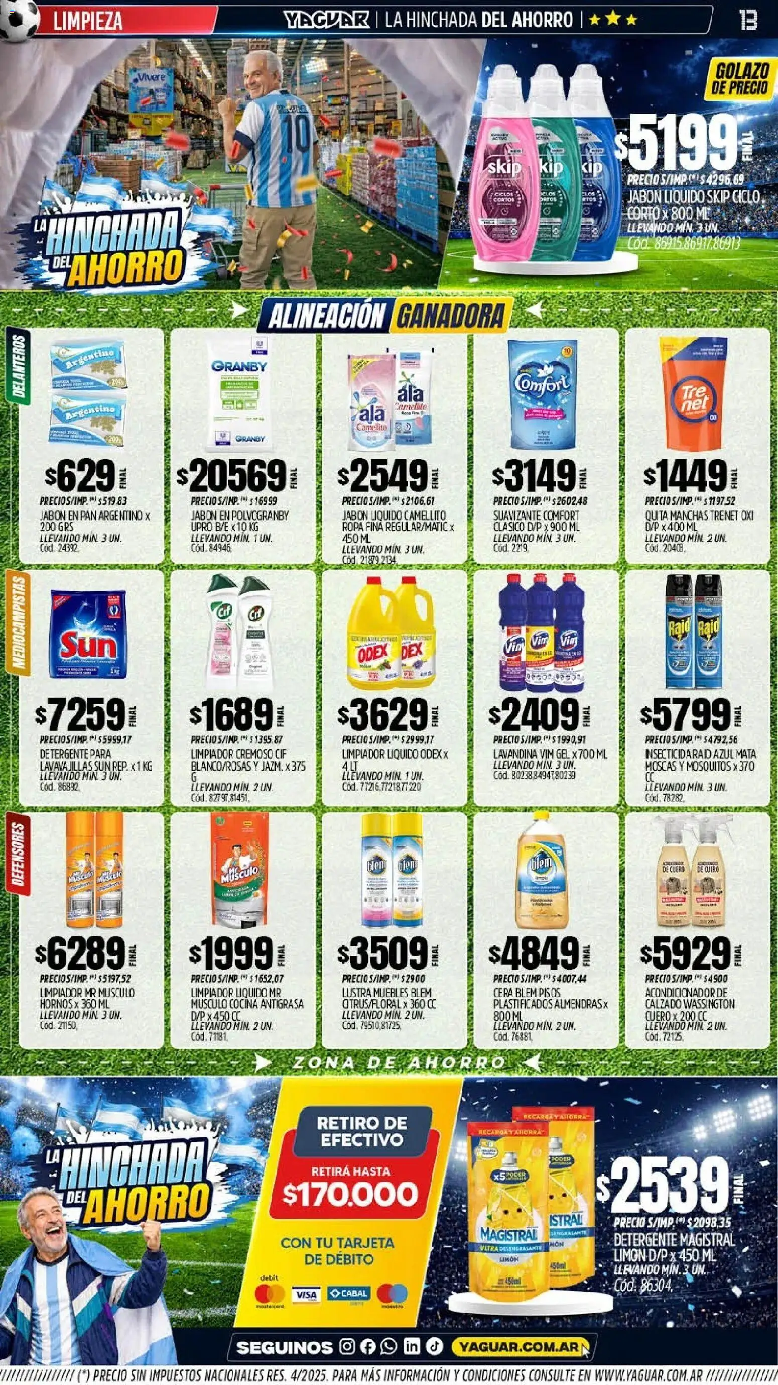 Yaguar - Oferta Semanal Córdoba │ válido desde el 08.06.2026 | Página: 13 | Productos: Antigrasa, Detergente, Limón, Pala