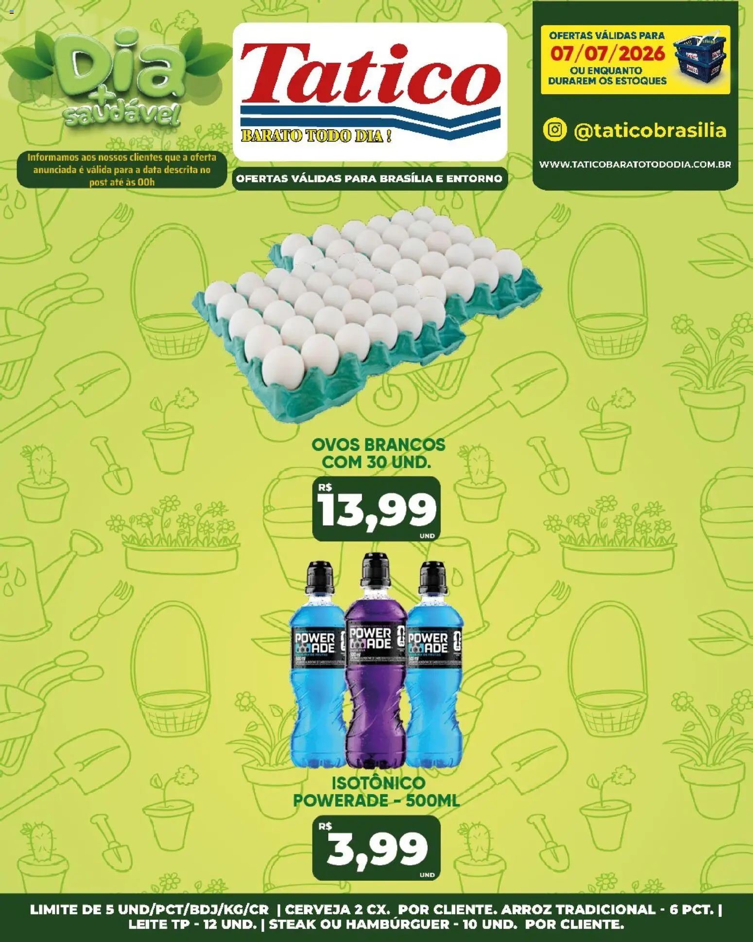 Tatico Folheto - válido de 08/07/2026 | Página: 43 | Produtos: Ovos, Cerveja, Hambúrguer, Isotônico