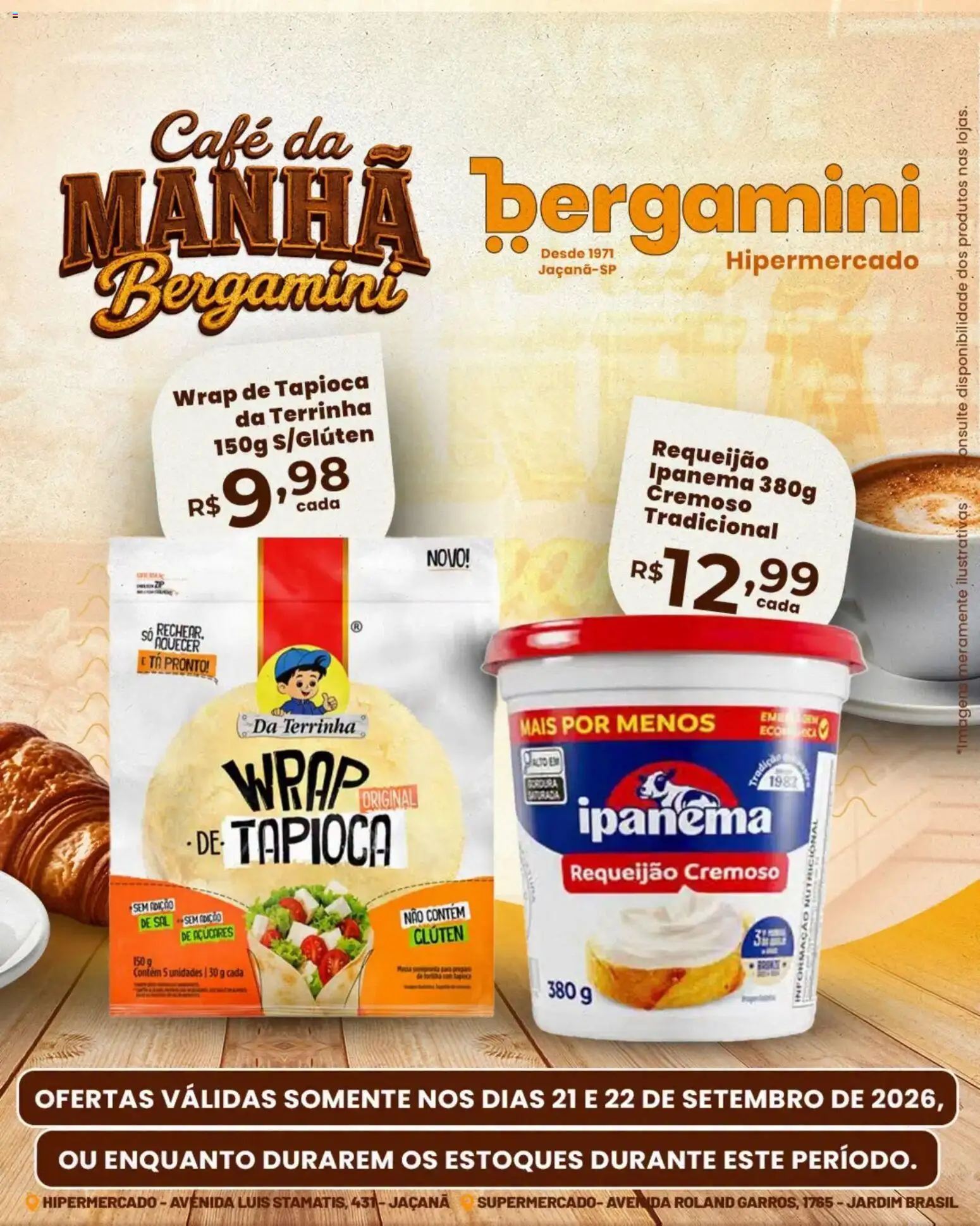 Supermercado Bergamini Folheto - válido de 21/09/2026 | Página: 4 | Produtos: Tapioca, Café, Sal, Requeijão