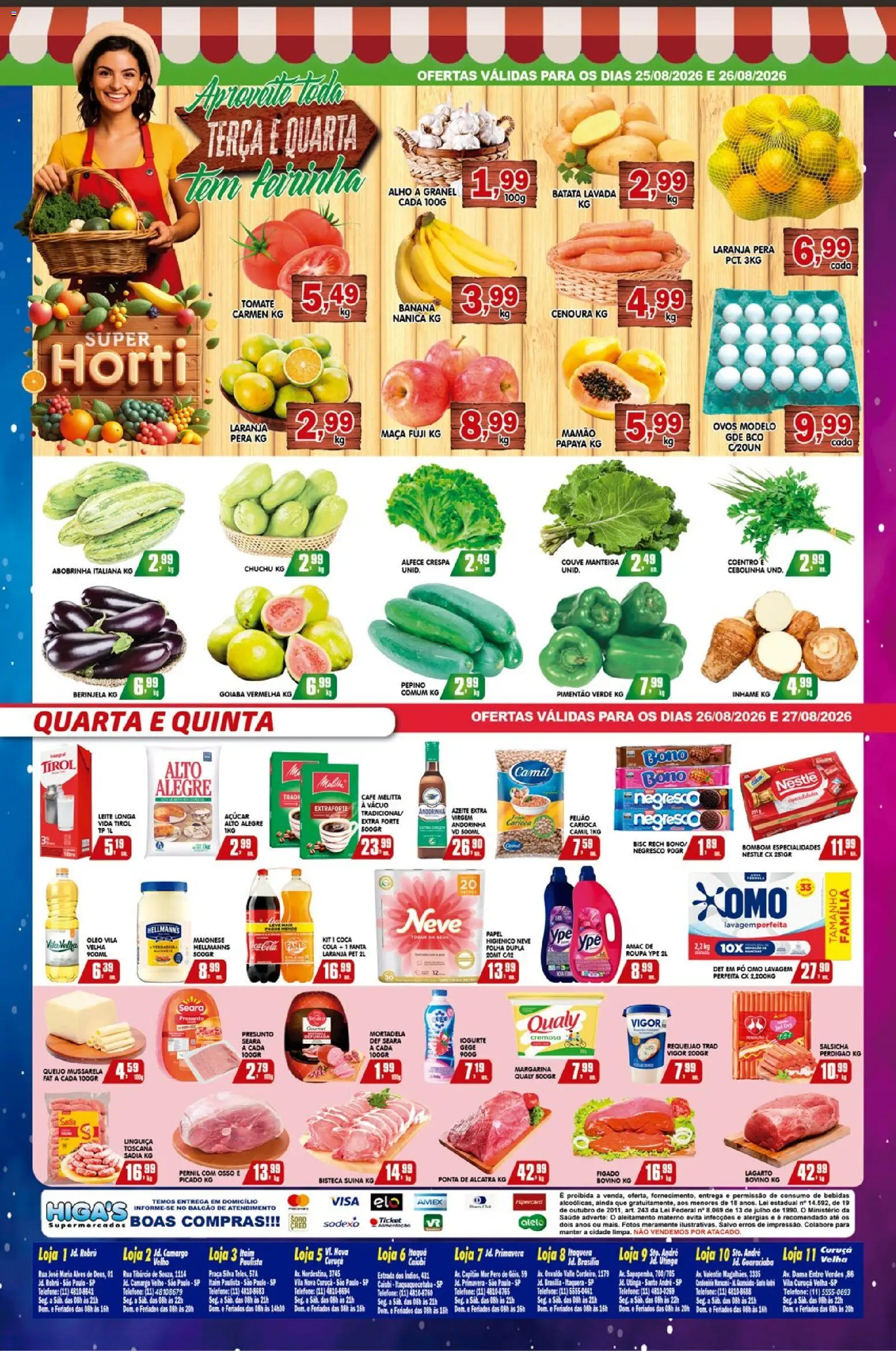 Higa's Supermercado Folheto - válido de 26/08/2026 | Página: 4 | Produtos: Goiaba, Pernil, Presunto, Mussarela