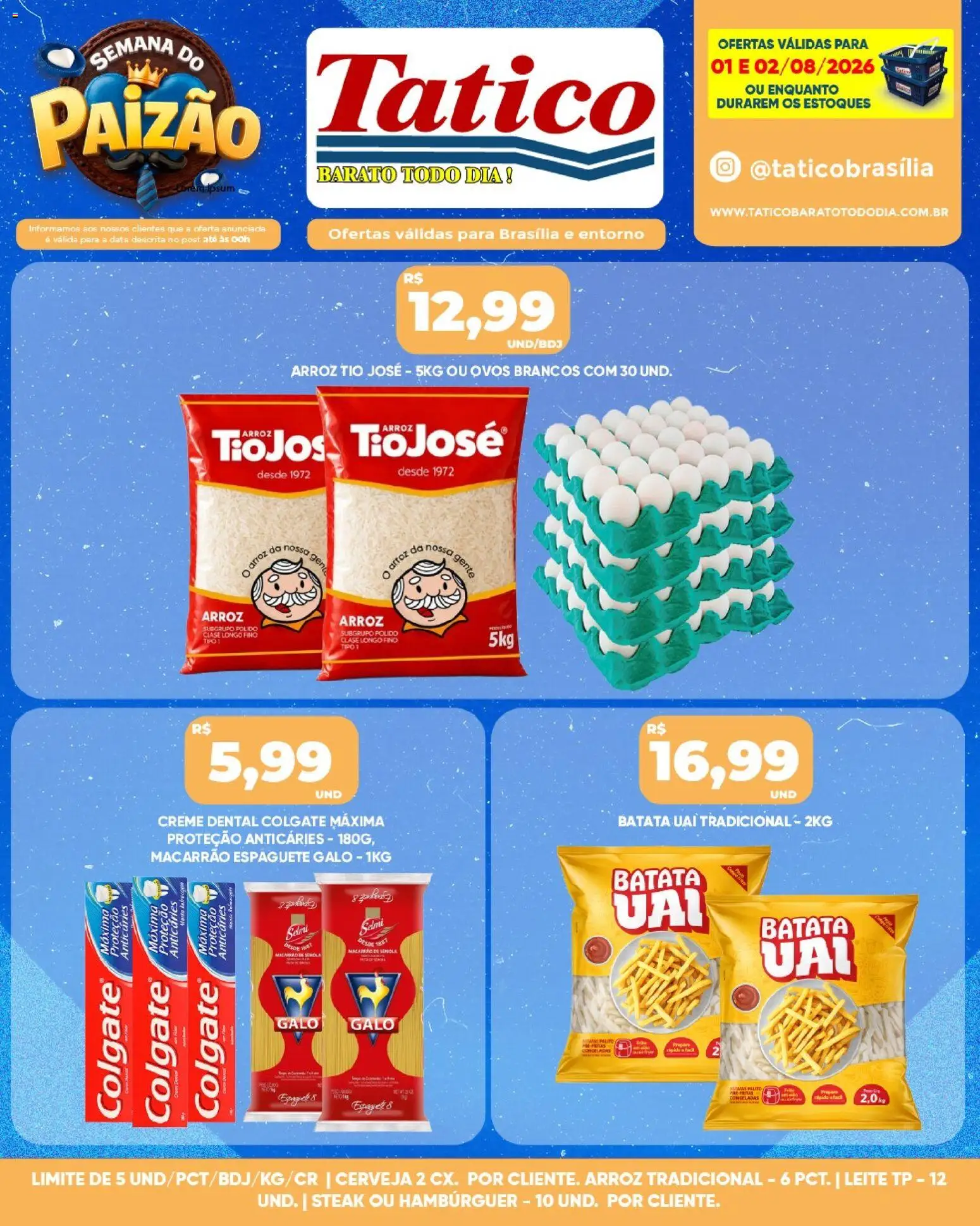 Tatico Folheto - válido de 03/08/2026 | Página: 26 | Produtos: Cerveja, Arroz, Creme, Batata