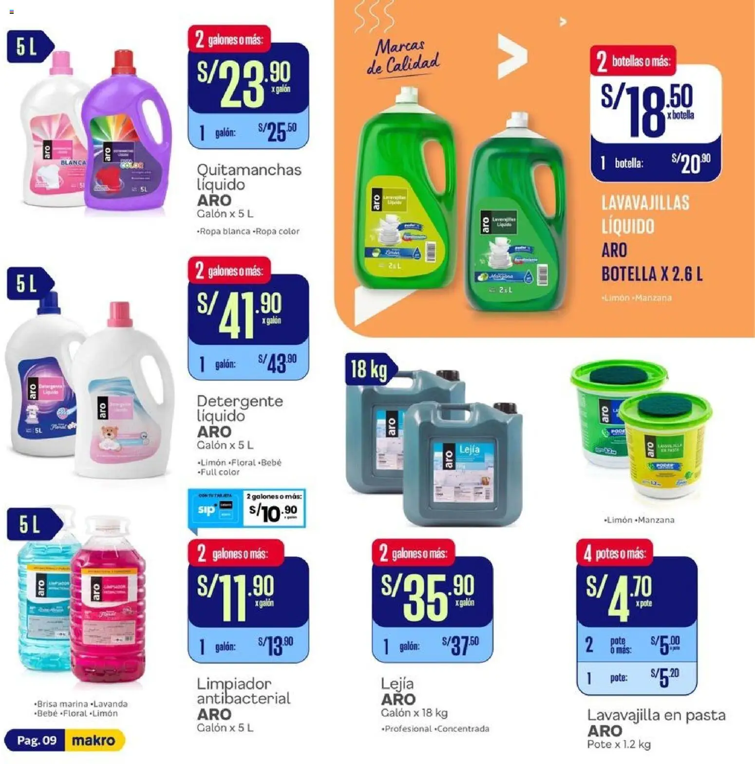 Catálogo Makro válido desde 01.05.2026 | Página: 9 | Productos: Quitamanchas, Detergente, Pasta, Lavavajillas