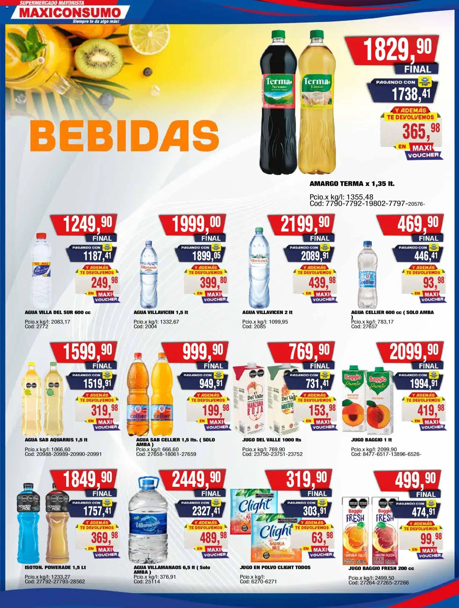 Maxiconsumo - Ofertas │ válido desde el 28/09/2026 | Página: 19 | Productos: Bebidas, Polvo, Agua, Jugo