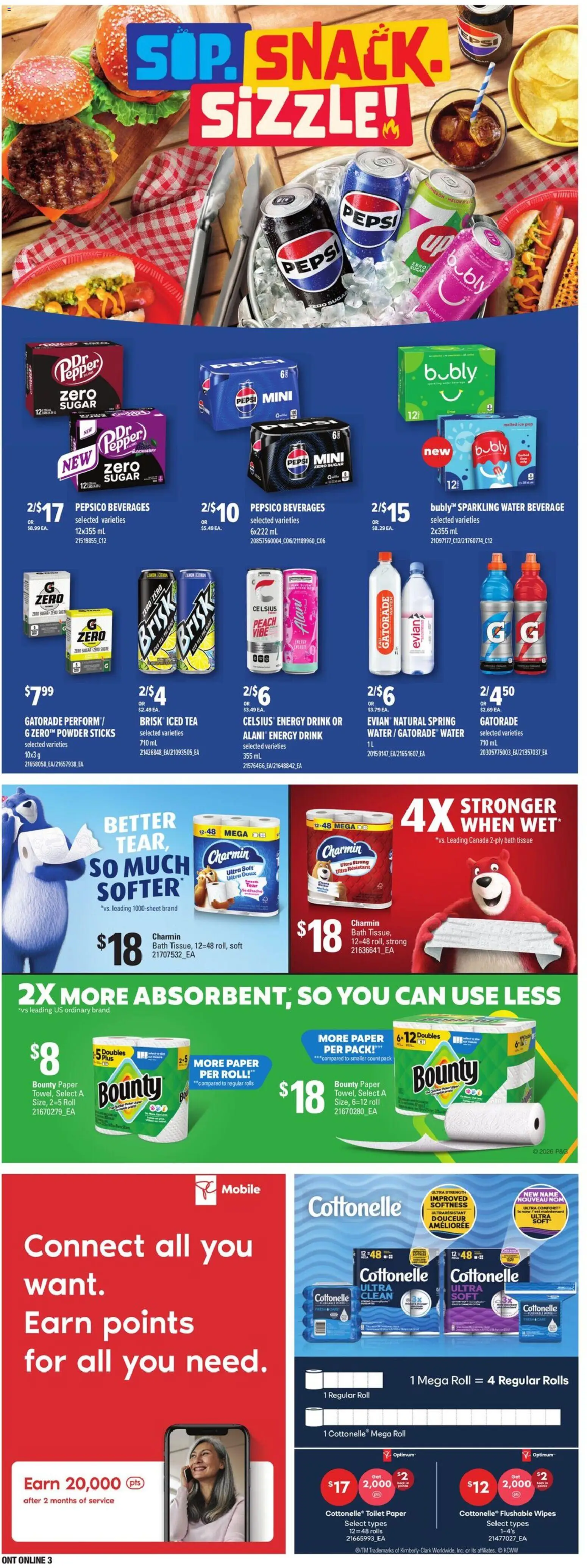 Loblaws flyer valid from Jul 30, 2026 | Page: 12 | Products: Pepsi, Toilet paper, Powder, Energy drink