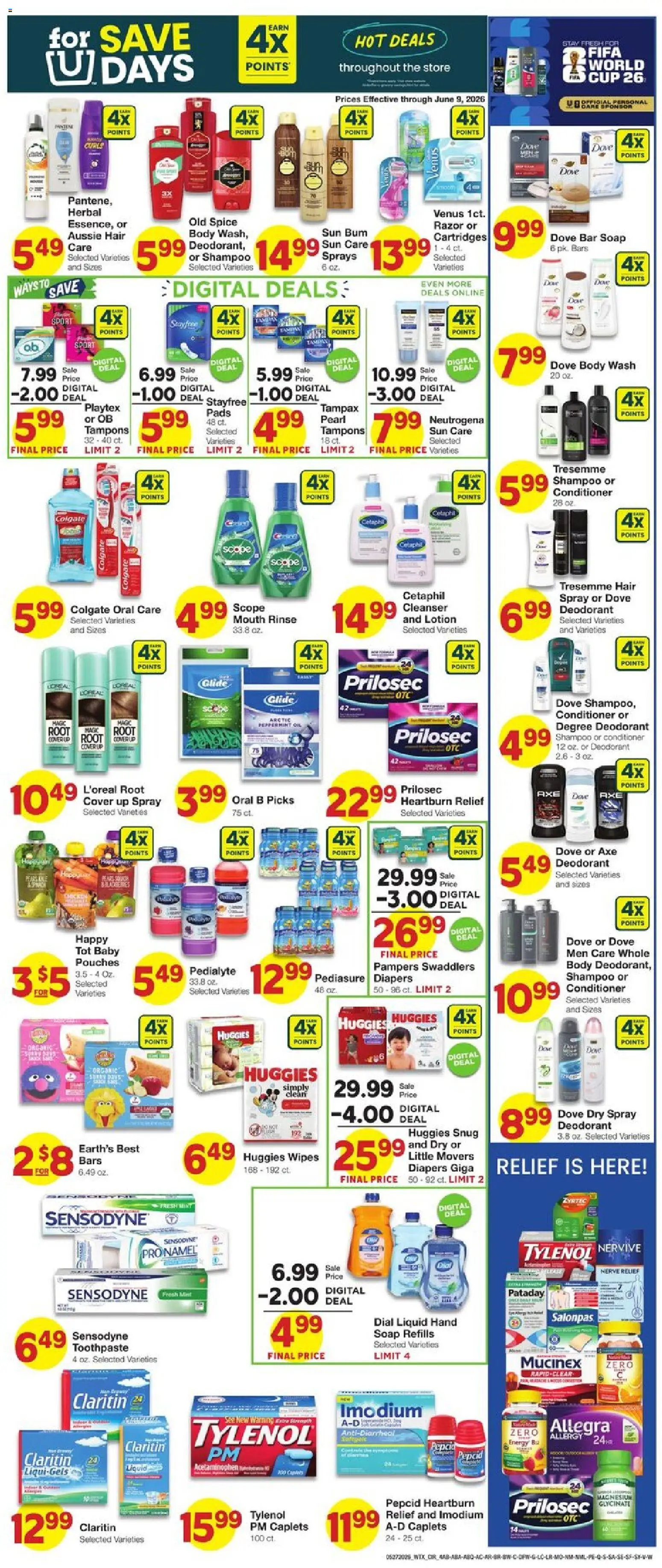 United Supermarkets Weekly Ad - valid from 27.05.2026 | Page: 4 | Products: Axe, Toothpaste, Bar Soap, Body Wash