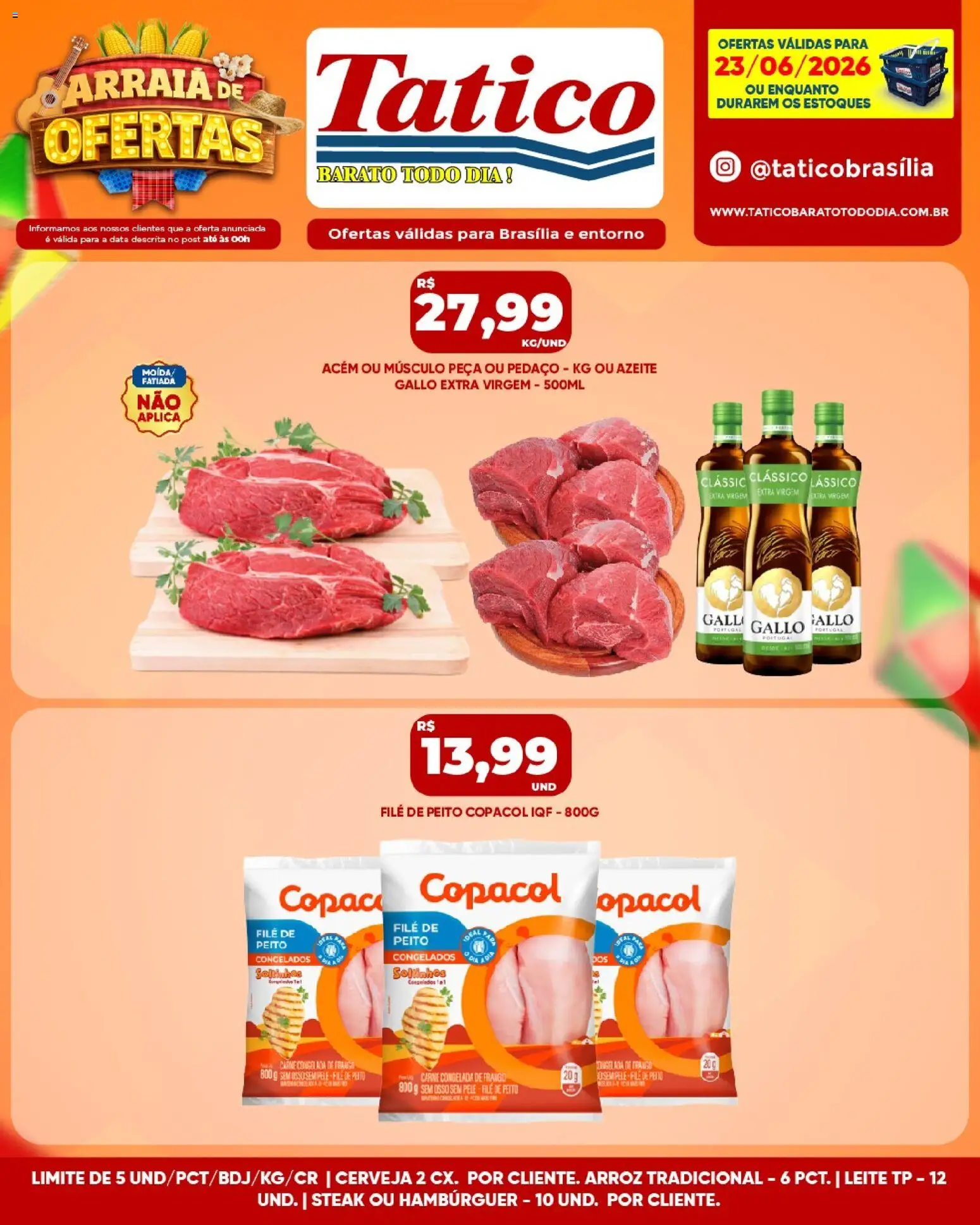 Tatico Folheto - válido de 23/06/2026 | Página: 10 | Produtos: Acém, Carne, Frango, Azeite
