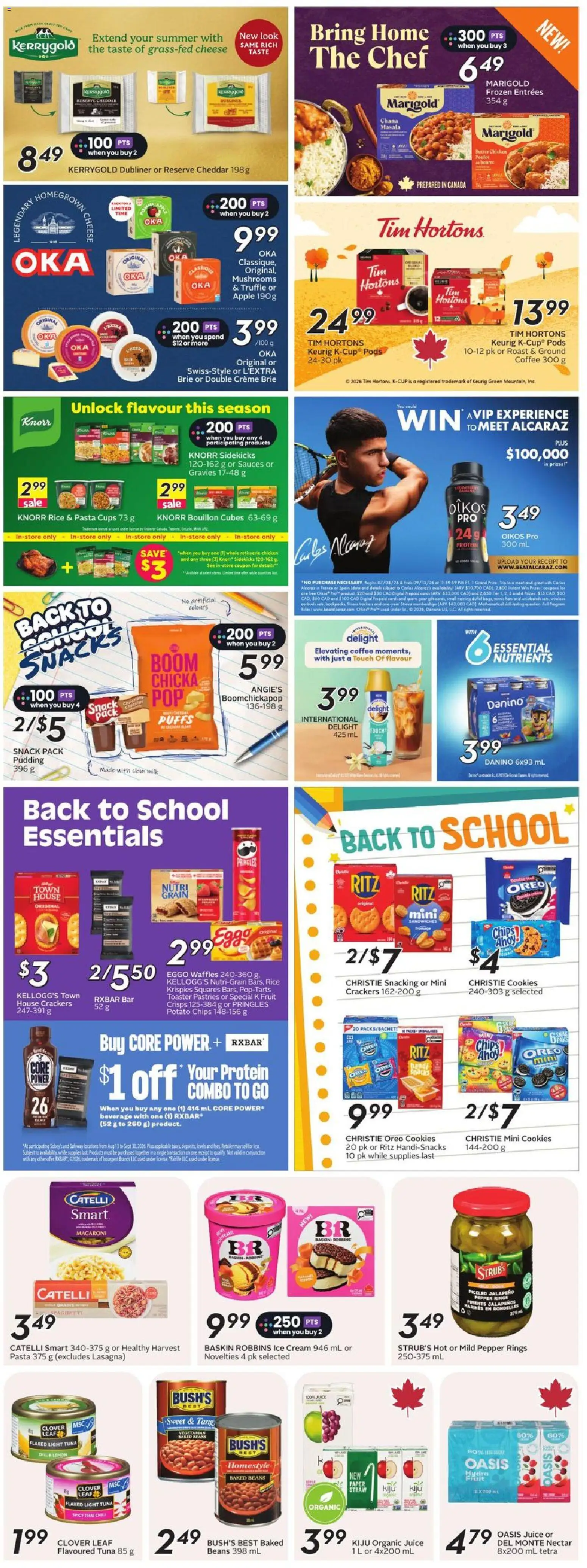 Safeway flyer valid from Aug 13, 2026 | Page: 20 | Products: Cookies, Chili, Mushrooms, Juice