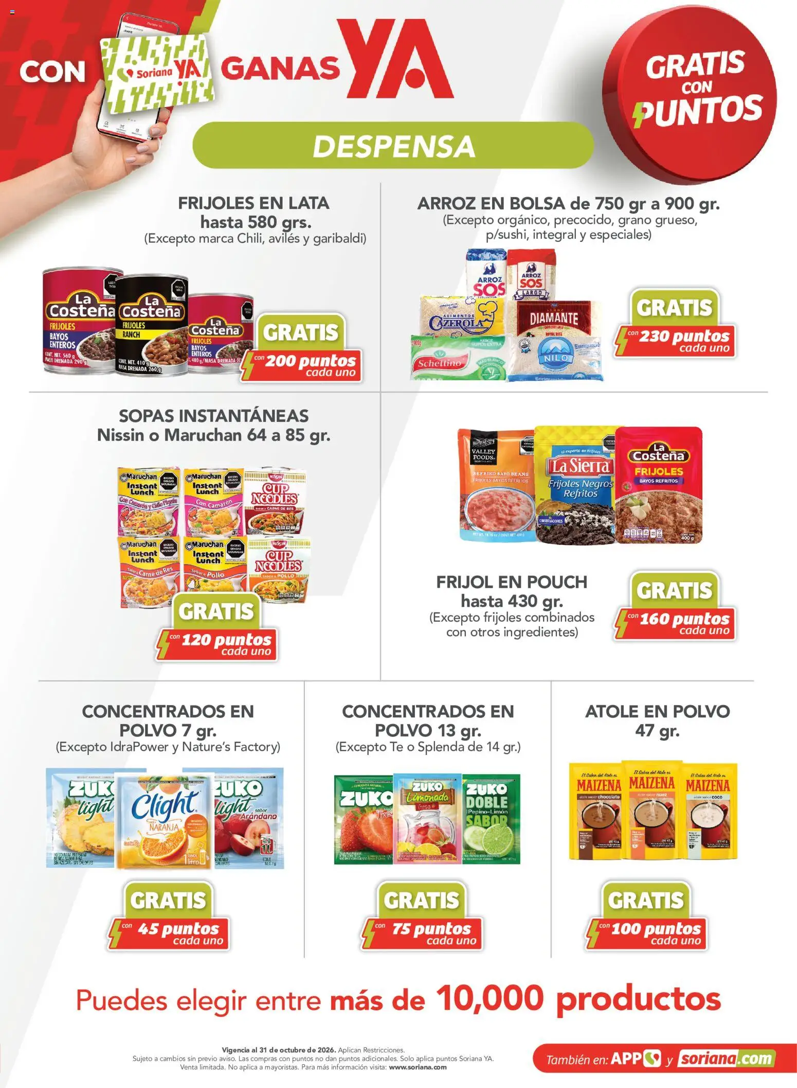 Nuevas ofertas de Soriana válidas en toda la República Mexicana desde el 11/09/2026. ¡Encuentra las mejores ofertas en Soriana Mercado - Gratis con puntos Soriana YA! | Página: 3 | Productos: Coco, Chocolate, Sopas, Polvo