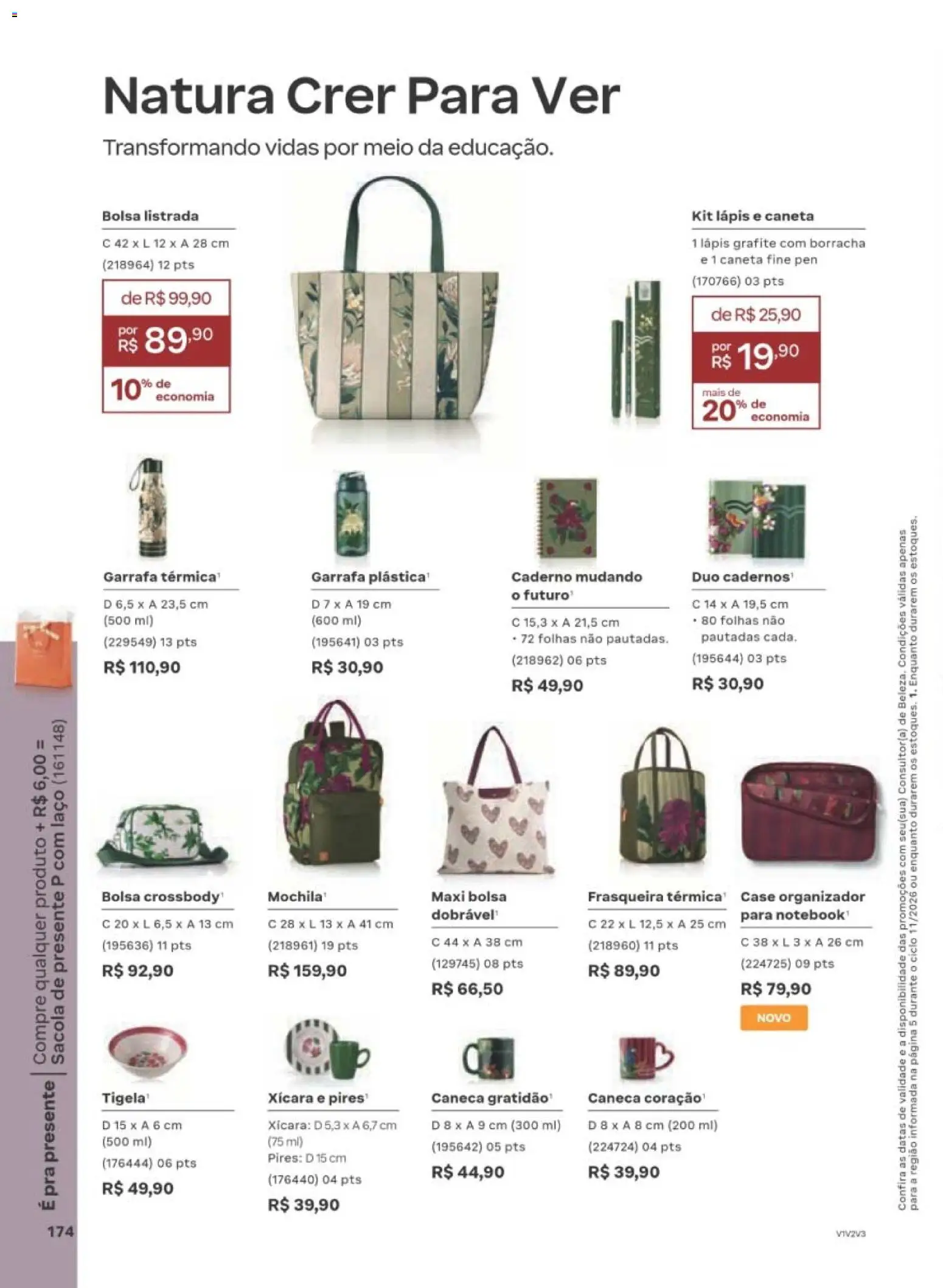 Natura Folheto - válido de 29/06/2026 | Página: 174 | Produtos: Lápis, Borracha, Caderno, Bolsa