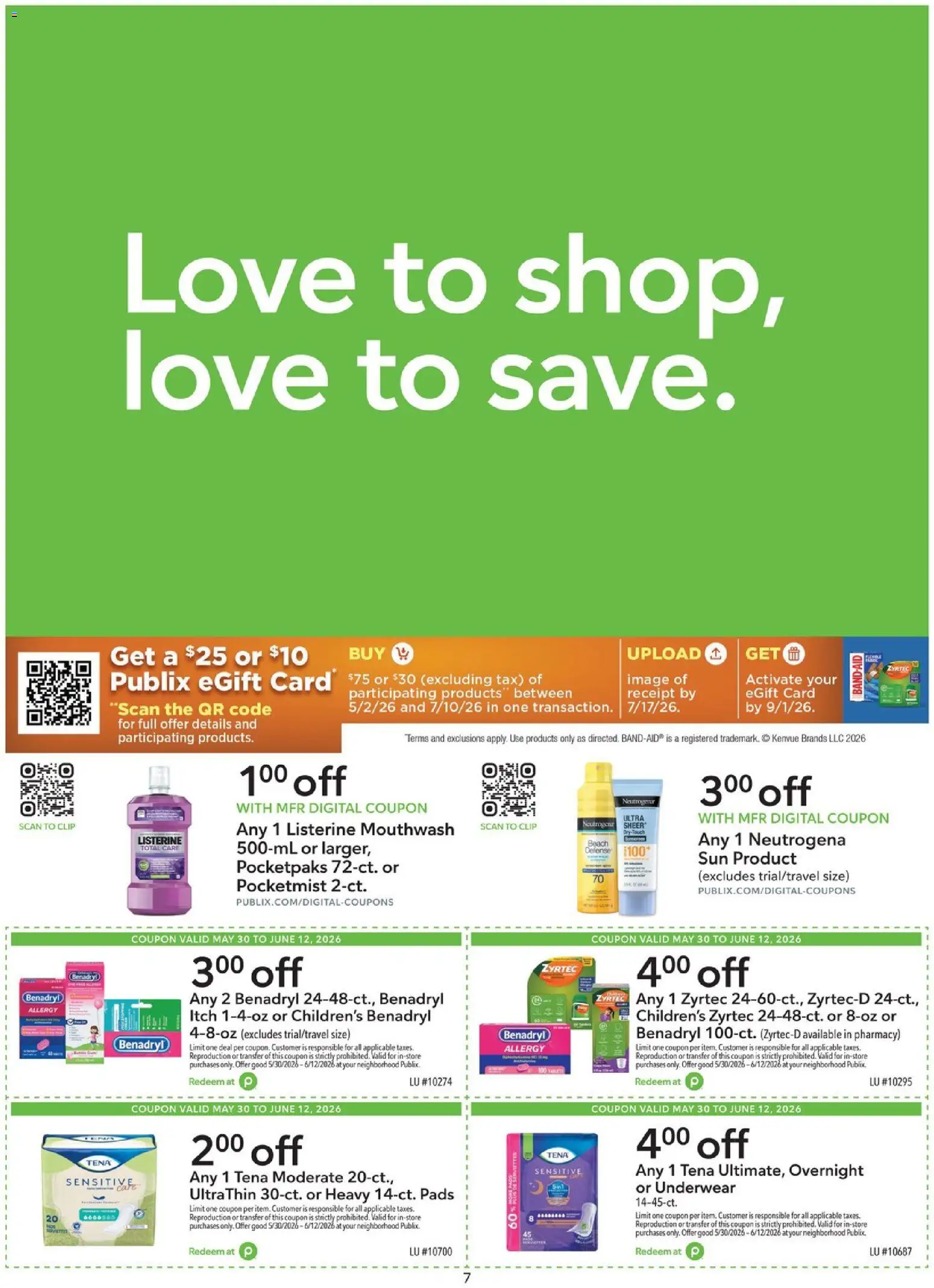 Publix Extra Savings - valid from 30.05.2026 | Page: 7 | Products: Clip, Mouthwash, Pads, Underwear