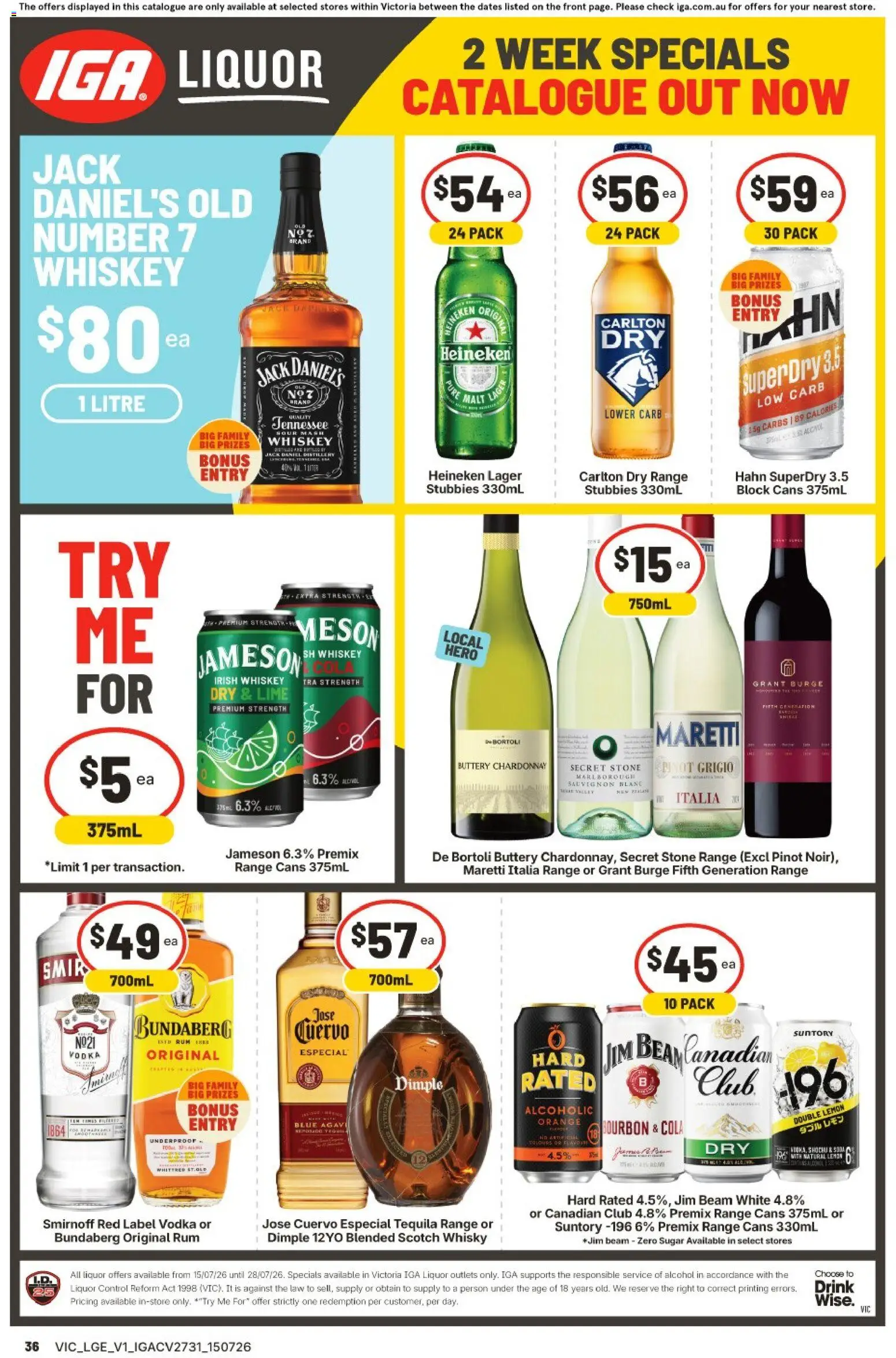 IGA catalogue - valid from 15/07/2026 | Page: 4 | Products: Vodka, Whiskey, Lemon, Scotch