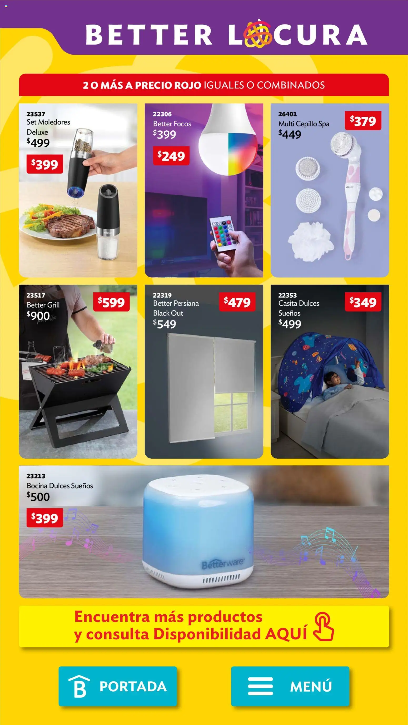 Nuevas ofertas de Betterware válidas en toda la República Mexicana desde el 31/08/2026. ¡Encuentra las mejores ofertas en Betterware campaña 9 2026! | Página: 112 | Productos: Cepillo, Dulces, Bocina, Focos