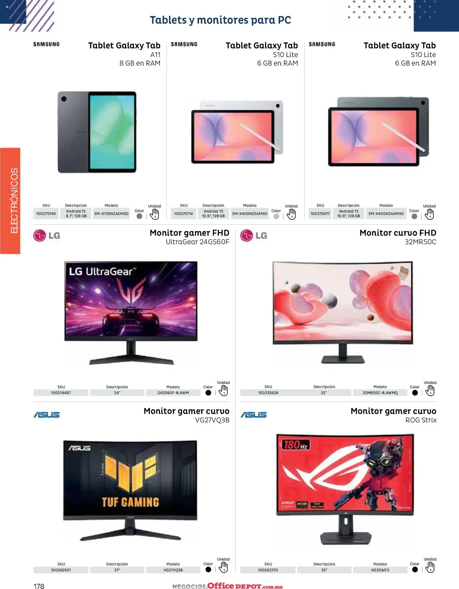 Nuevas ofertas de Office Depot válidas en toda la República Mexicana desde el 12/01/2026. ¡Encuentra las mejores ofertas en Office Depot catálogo 2026! | Página: 180 | Productos: Tablet, Monitor