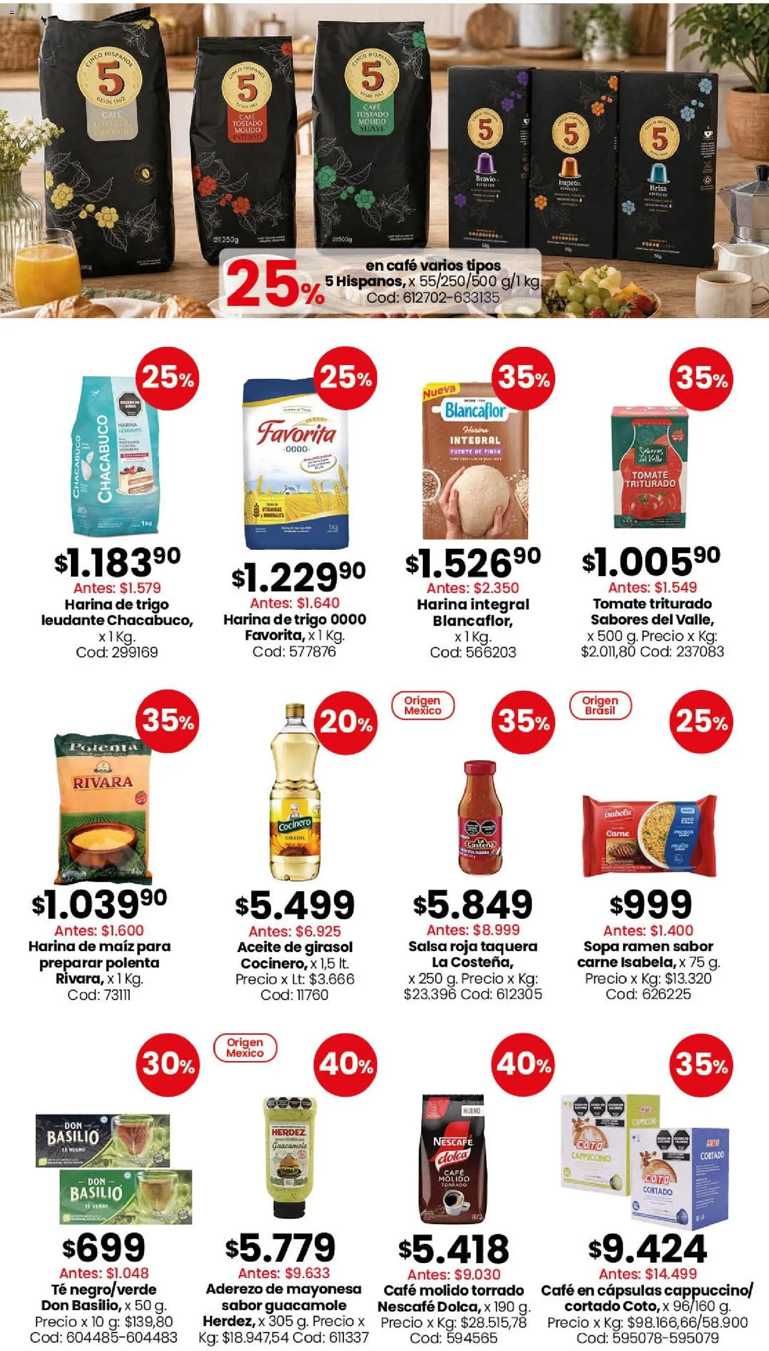 Almacén y bebidas │ válido desde el 07/09/2026 | Página: 4 | Productos: Aceite, Carne, Té verde, Cápsulas