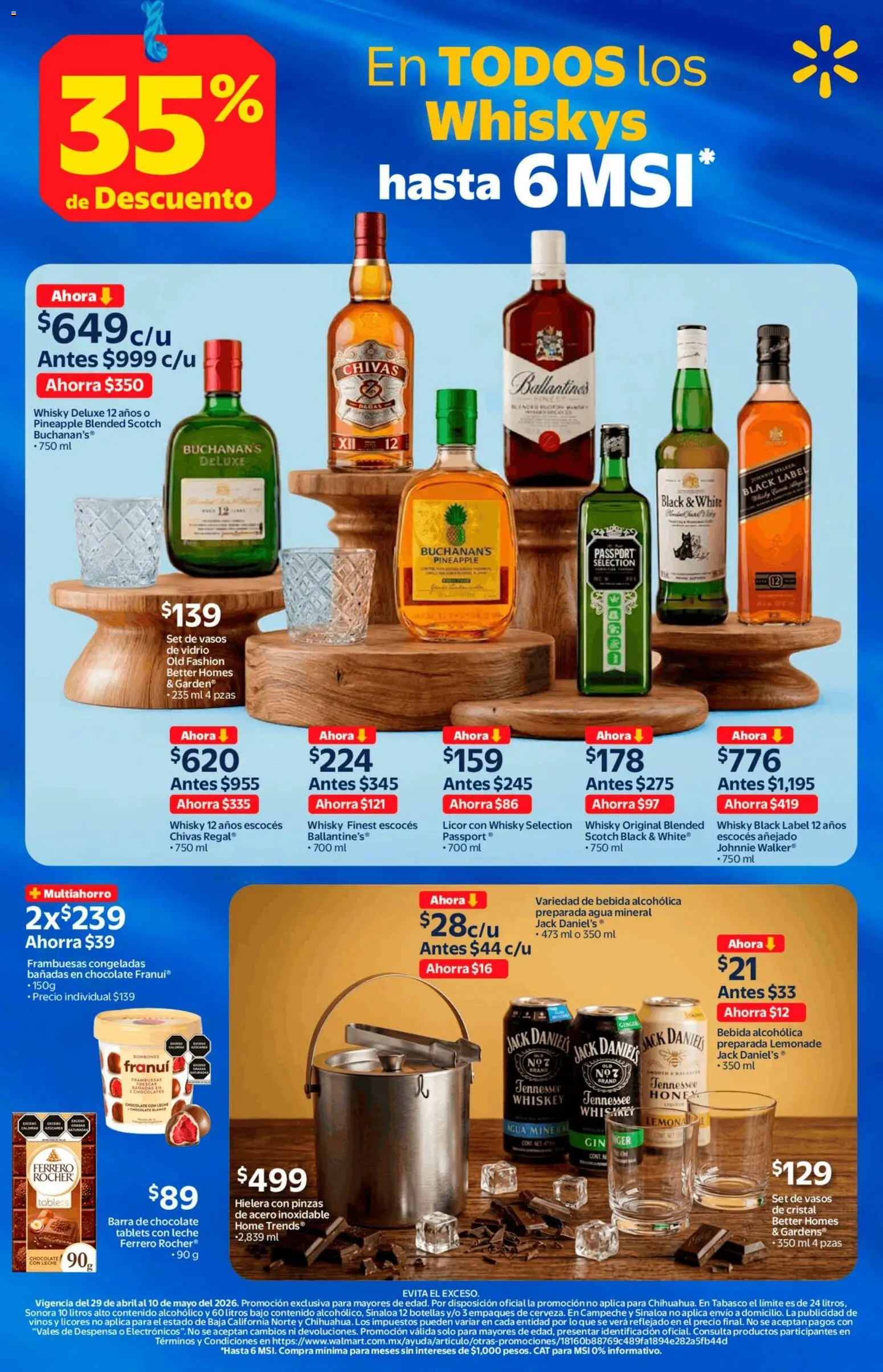 Nuevas ofertas de Walmart válidas en toda la República Mexicana desde el 29.04.2026. ¡Encuentra las mejores ofertas en Walmart folleto Vinos y licores con 35% de descuento! | Página: 10