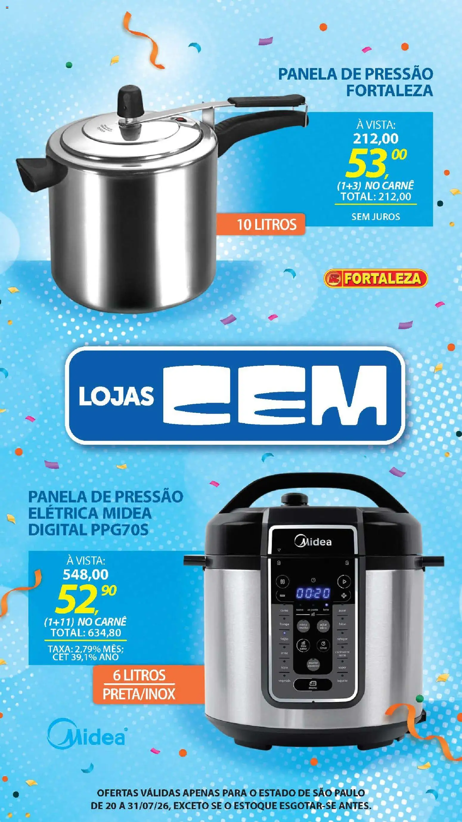Lojas Cem Folheto - válido de 20/07/2026 | Página: 78 | Produtos: Panela, Panela de pressão, Carne