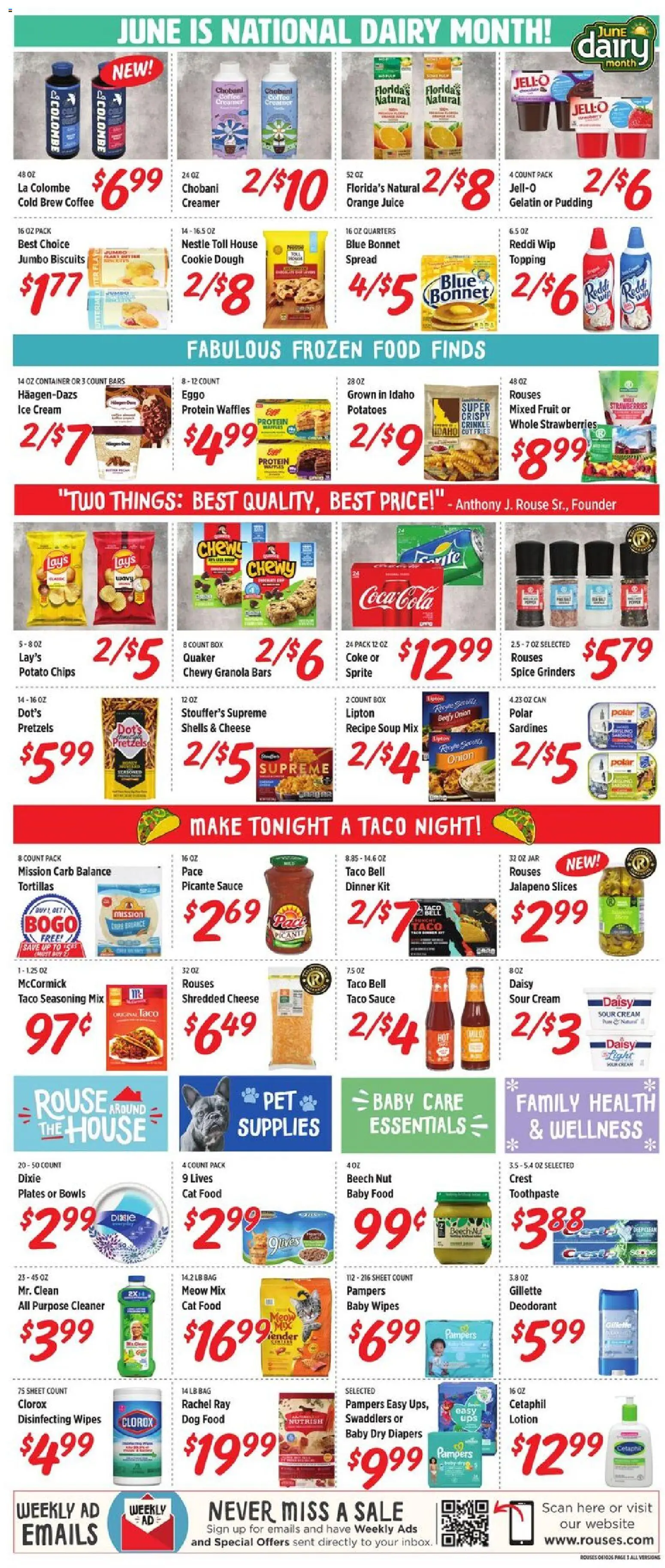 Rouses Weekly Ad - valid from 10.06.2026 | Page: 5 | Products: Cat Food, Toothpaste, Ice cream, Baby food