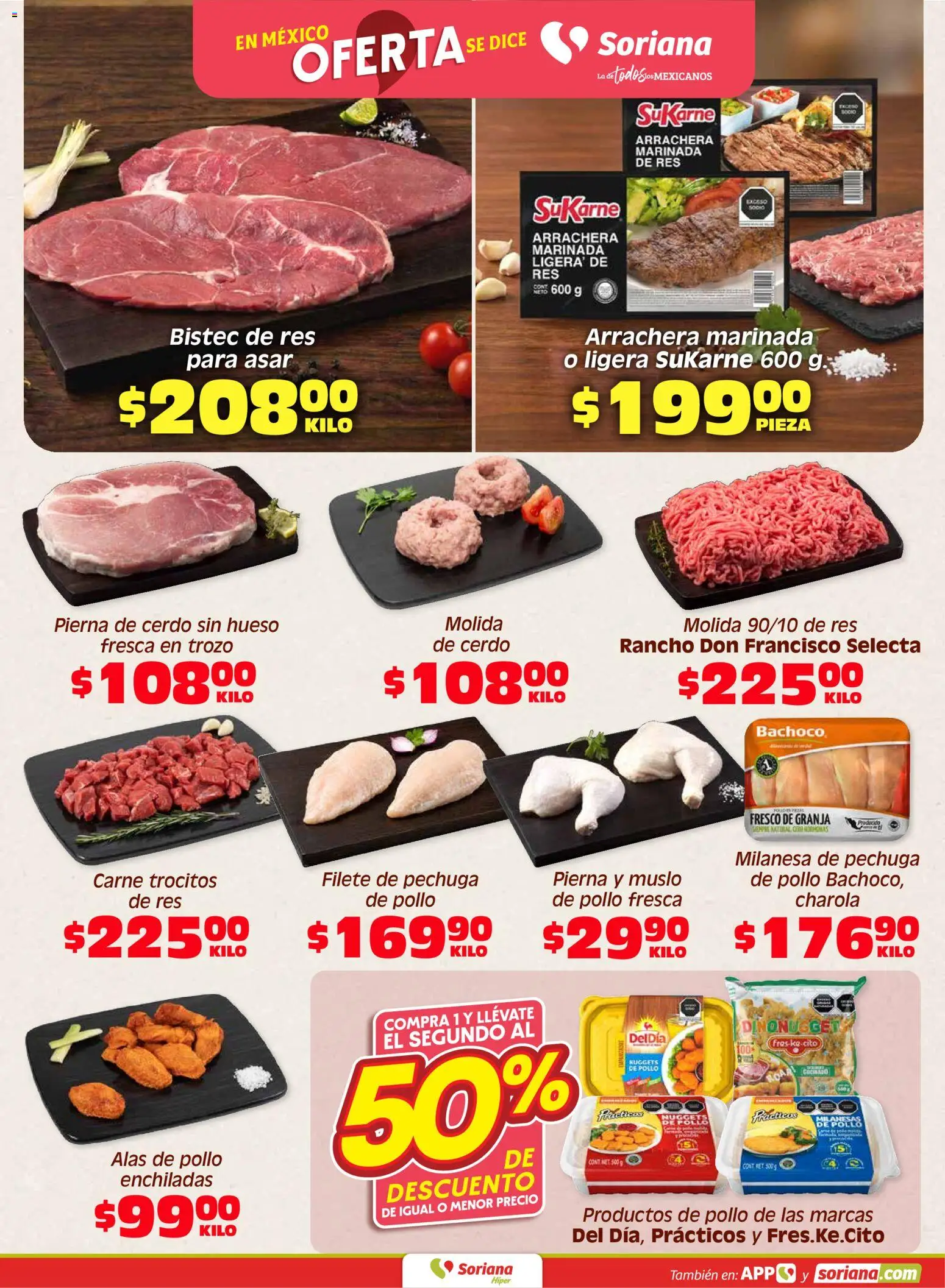 Nuevas ofertas de Soriana válidas en toda la República Mexicana desde el 14/08/2026. ¡Encuentra las mejores ofertas en Soriana Fin de Semana Híper! | Página: 3 | Productos: Milanesa, Filete, Res, Pierna de cerdo