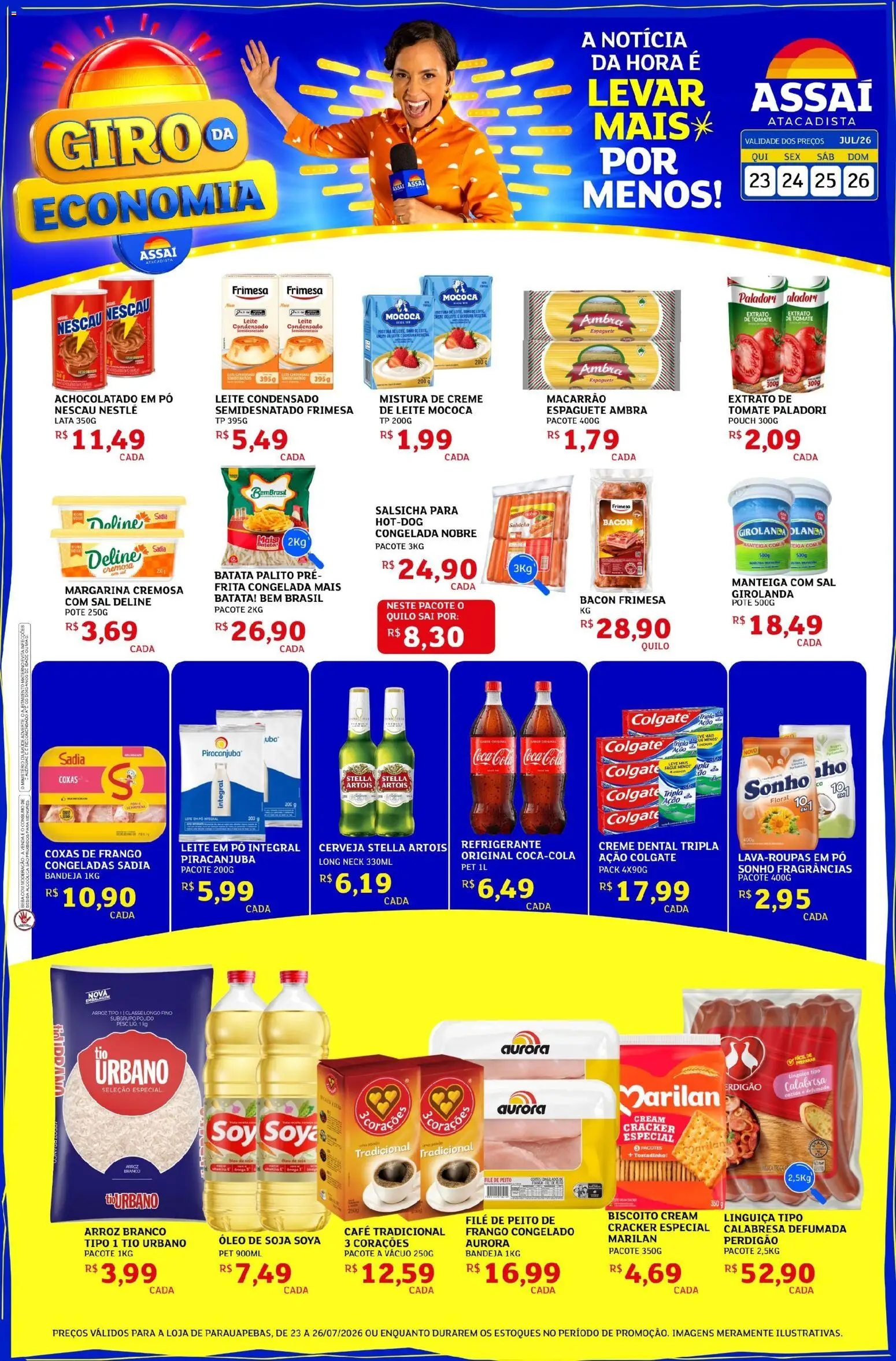 Assaí Atacadista Folheto - válido de 23/07/2026 | Página: 1 | Produtos: Leite, Café, Margarina, Leite em pó