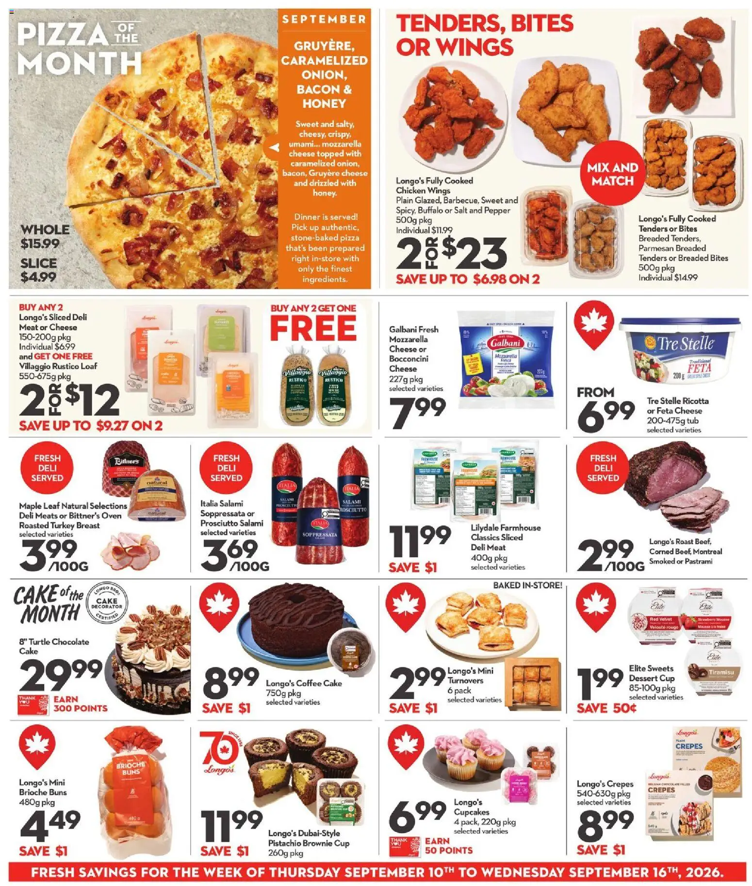 Longo's flyer valid from Sep 10, 2026 | Page: 6 | Products: Meat, Cheese, Chocolate, Salami