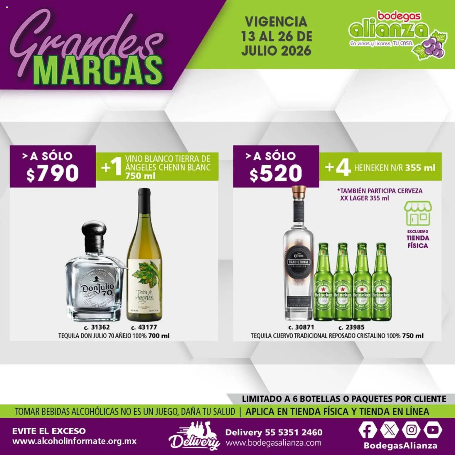 Nuevas ofertas de Bodegas Alianza válidas en toda la República Mexicana desde el 13/07/2026. ¡Encuentra las mejores ofertas en Bodegas Alianza catálogo Grandes Marcas! | Página: 11 | Productos: Cerveza, Tequila, Vino