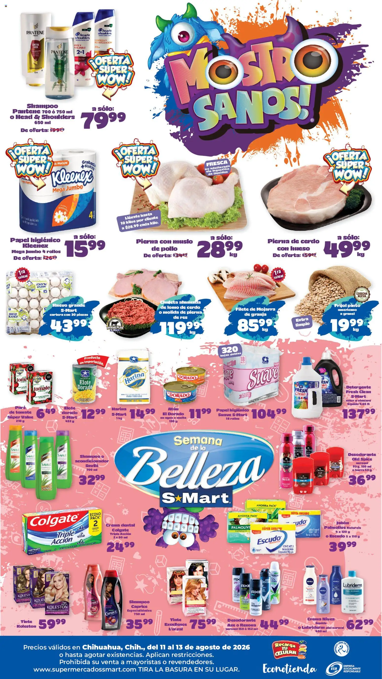 Nuevas ofertas de S-Mart válidas en toda la República Mexicana desde el 11/08/2026. ¡Encuentra las mejores ofertas en S-Mart folleto! | Página: 2 | Productos: Detergente, Aceite, Cerdo, Papel higiénico